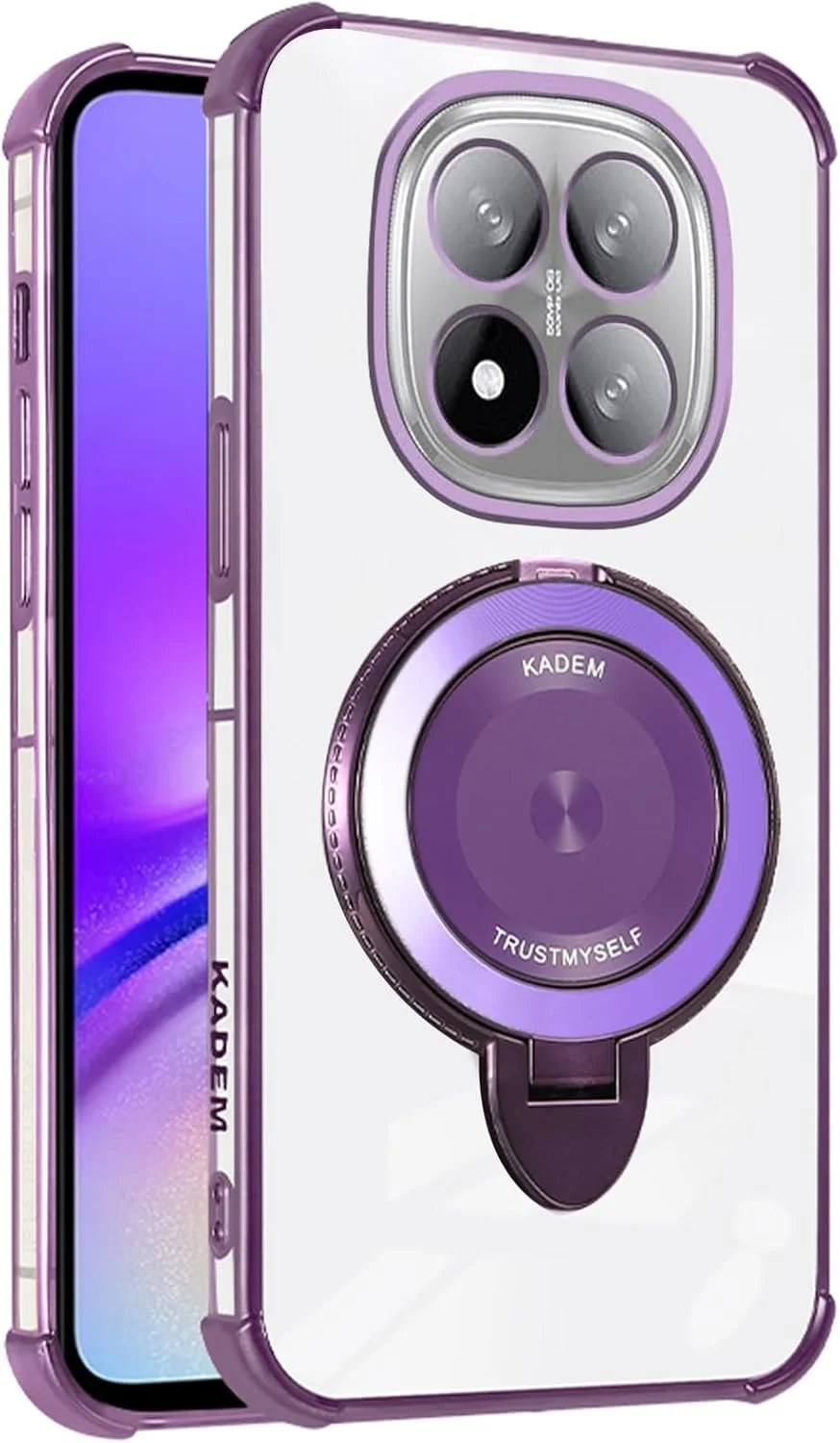 کاور شفاف محافظ گوشی شیائومی ردمی نوت 14 پرو پلاس / 14 پرو پلاس، محافظت نظامی، باریک، ضد ضربه، TPU انعطاف پذیر، ضد خش، بامپر بنفش برای ردمی نوت 14 پرو پلاس 5G