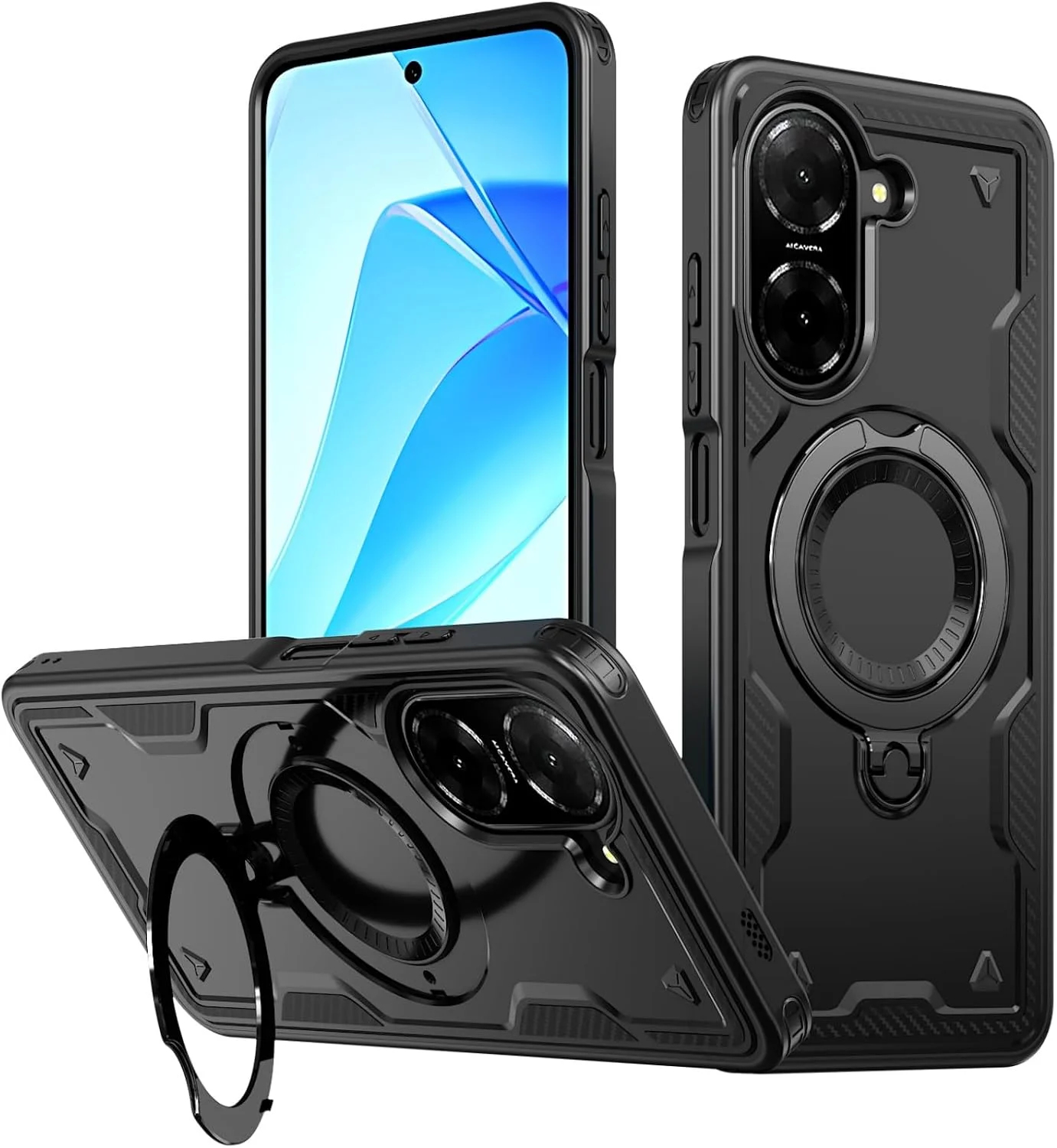 قاب محافظ مغناطیسی برای شیائومی ردمی A5 4G / پوکو C71، محافظت نظامی، ضد ضربه سنگین با پایه انگشتی چرخان