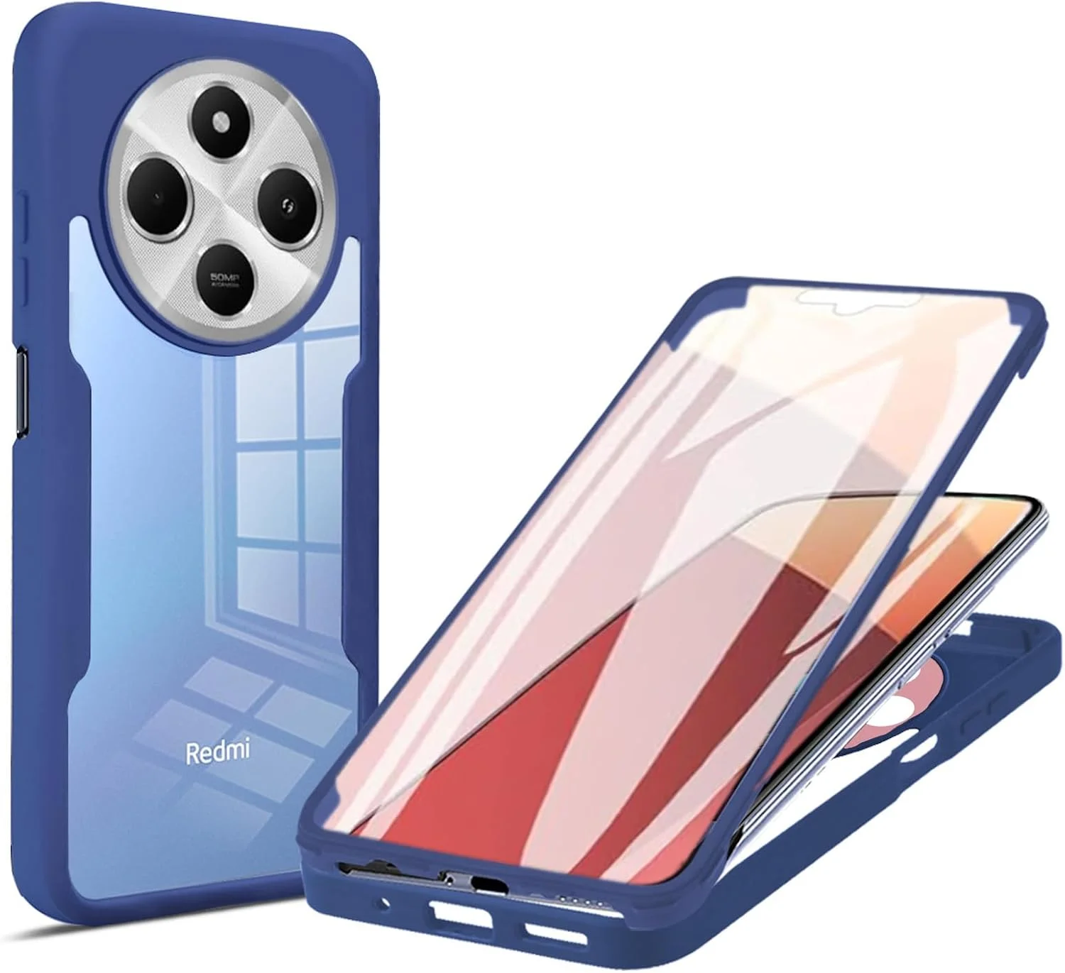 قاب محافظ تمام بدنه ۳۶۰ درجه مقاوم و شفاف برای گوشی ردمی 14C 4G به همراه محافظ صفحه نمایش