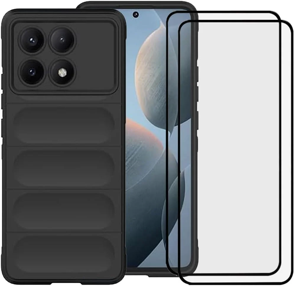 قاب محافظ مشکی رنگ، مقاوم در برابر ضربه و خط و خش، لبه های نرم TPU، مناسب برای گوشی شیائومی Redmi K70E / شیائومی Poco X6 Pro 5G