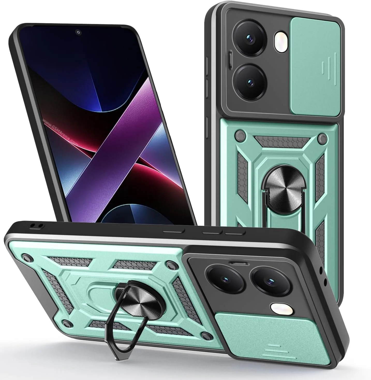 کاور محافظ سازگار با گوشی شیائومی پوکو X7 پرو 5G، دارای پوشش کشویی لنز دوربین، سازگار با گوشی شیائومی ردمی توربو 4 5G، رنگ سبز