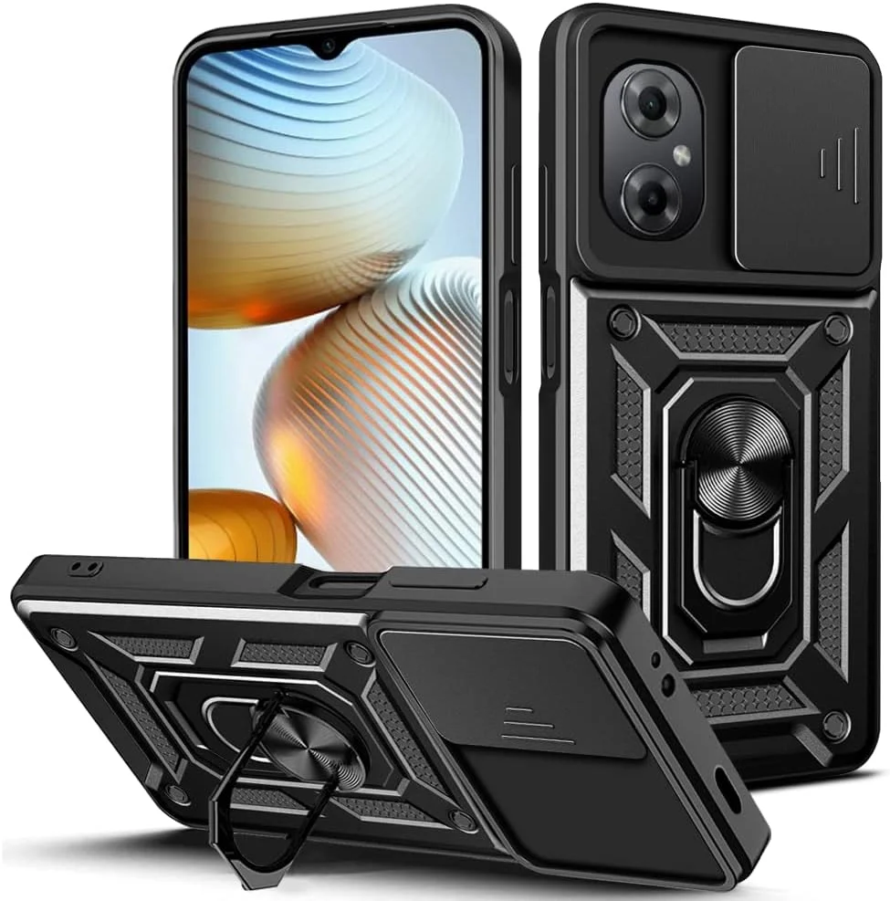 قاب محافظ سازگار با گوشی شیائومی پوکو M5 و M4 5G، دارای پوشش کشویی لنز دوربین - قاب ردمی نوت 11 پرایم 4G - مشکی (22041219PI/22041219PG)