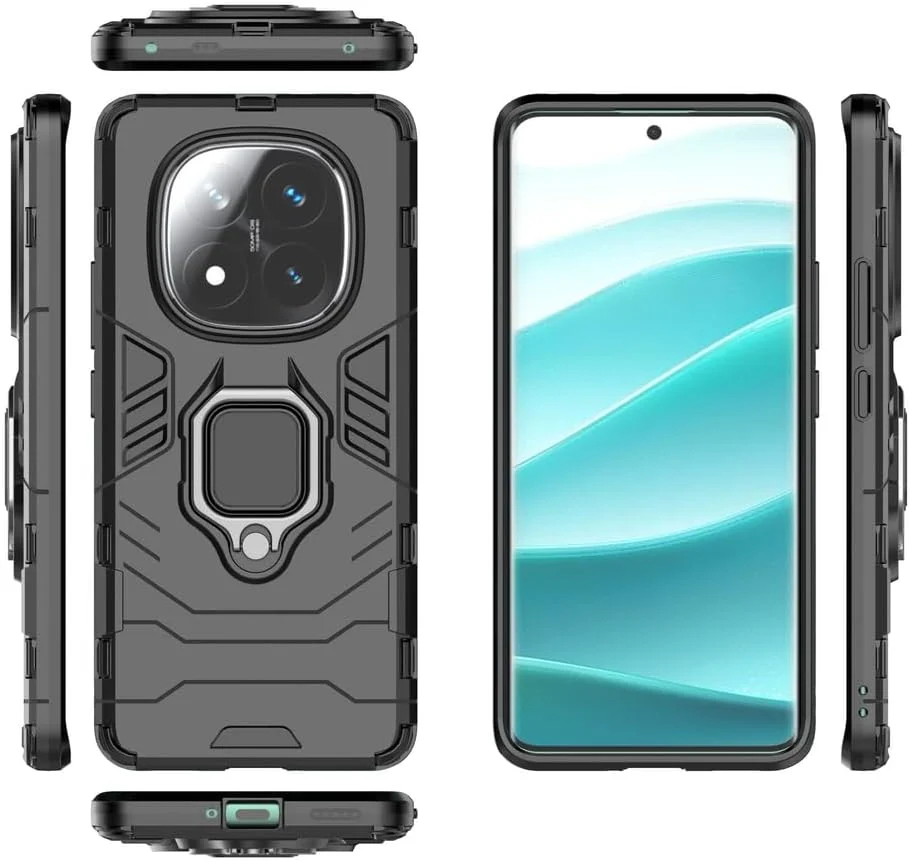 کاور محافظ سازگار با گوشی شیائومی ردمی نوت ۱۴ پرو پلاس 5G، قاب با پایه نگهدارنده مغناطیسی خودرو سازگار با گوشی شیائومی ردمی نوت ۱۴ پرو پلاس 5G - مشکی