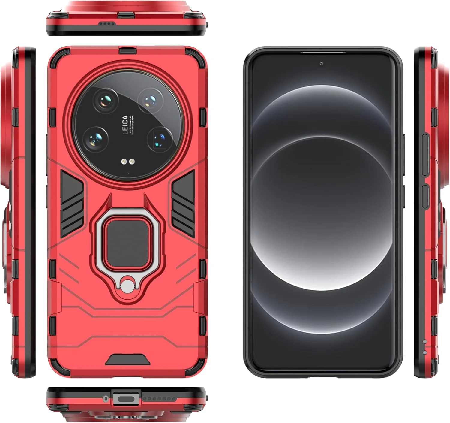 کاور محافظ سازگار با شیائومی 14 اولترا، قاب با پایه نگهدارنده مغناطیسی خودرو سازگار با شیائومی 14 اولترا 5G مدل 24031PN0DC - قرمز