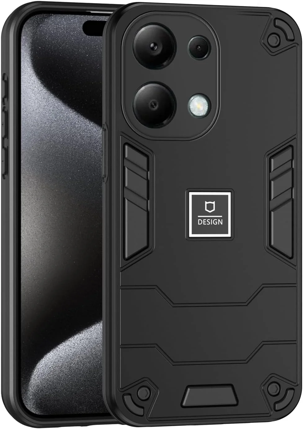 قاب گوشی سازگار با شیائومی پوکو M6 Pro 4G، سازگار با شیائومی ردمی نوت 13 پرو 4G مدل 23117RA68G 2312FPCA6G، قاب محافظ دو لایه TPU+PC مقاوم در برابر سقوط، مشکی