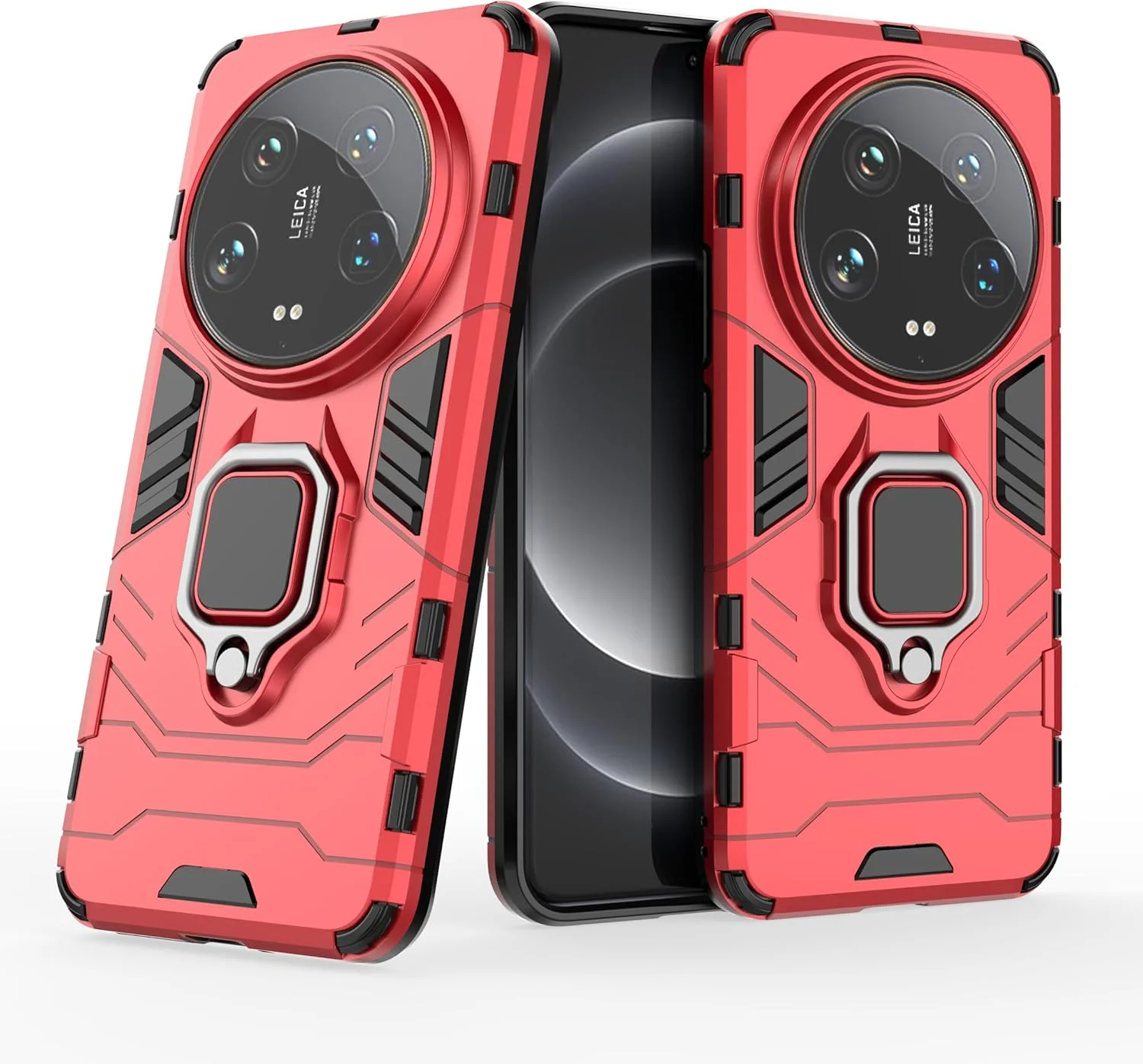 کاور محافظ سازگار با شیائومی 14 اولترا، قاب با پایه نگهدارنده مغناطیسی خودرو سازگار با شیائومی 14 اولترا 5G مدل 24031PN0DC - قرمز