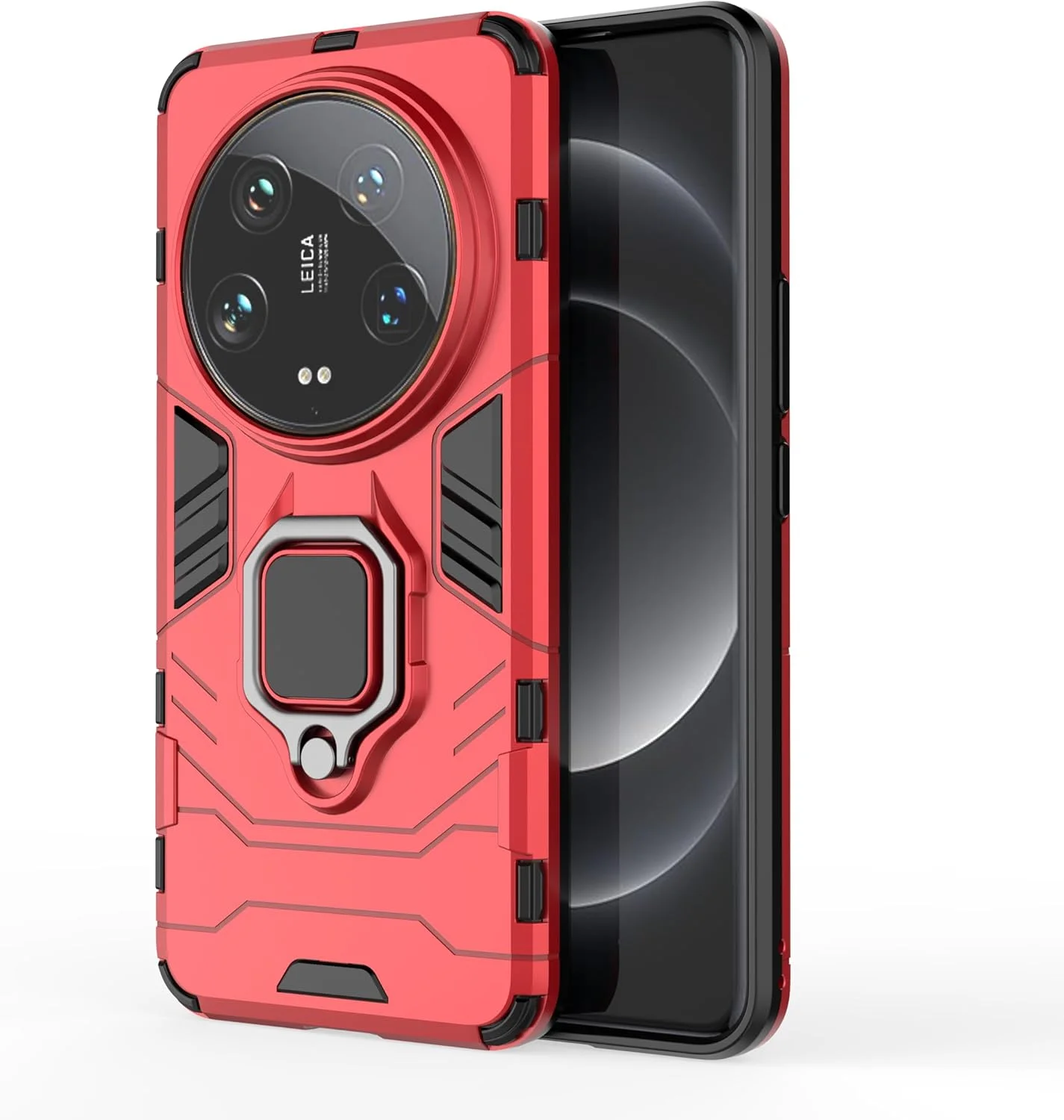 کاور محافظ سازگار با شیائومی 14 اولترا، قاب با پایه نگهدارنده مغناطیسی خودرو سازگار با شیائومی 14 اولترا 5G مدل 24031PN0DC - قرمز