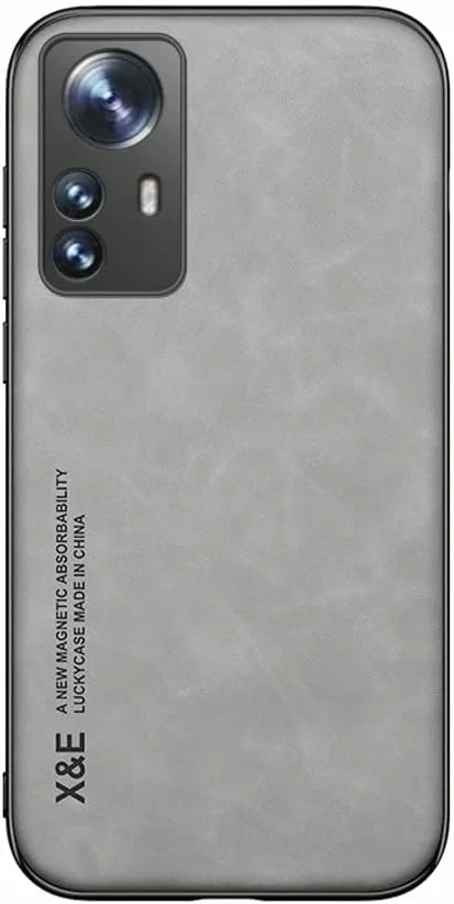 قاب ابریشمی برای شیائومی 12 - کاور ضربه گیر با صفحه فلزی داخلی برای شیائومی 12 - خاکستری