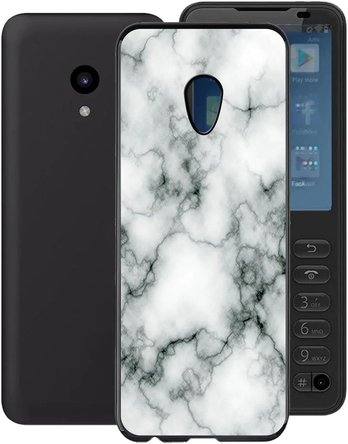 قاب محافظ گوشی شیائومی Qin F21 Pro/Plus، ضربه گیر مشکی، محافظت 360 درجه در برابر افتادن و خط و خش، باریک، سیلیکونی نرم - طرح سنگ مرمر