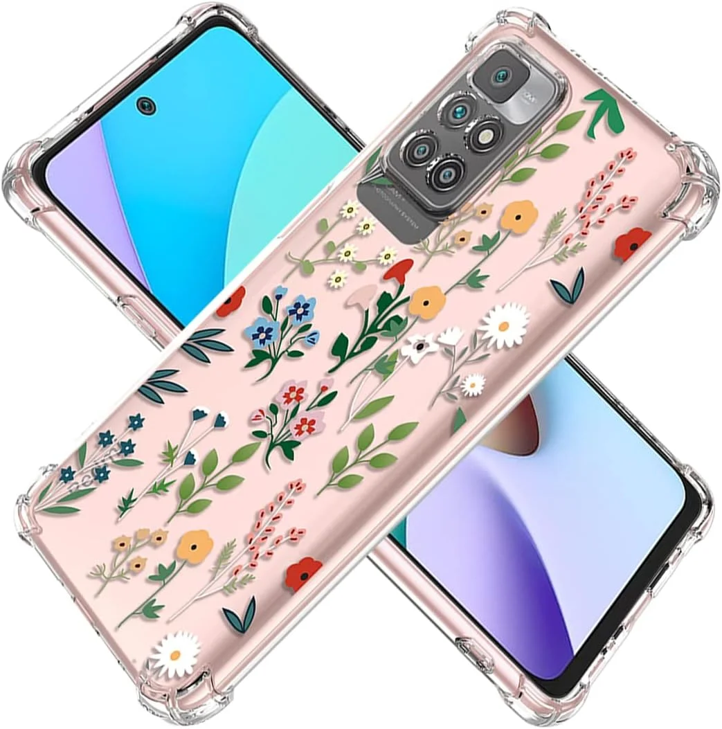 قاب محافظ گوشی ردمی 10، قاب محافظ ردمی 10 پرایم 21121119SG، شفاف با طرح باغ گل، TPU جاذب ضربه، باریک، طرح گل و گیاه، کاور محافظ پشت گوشی برای شیائومی ردمی 10، طرح بهاری