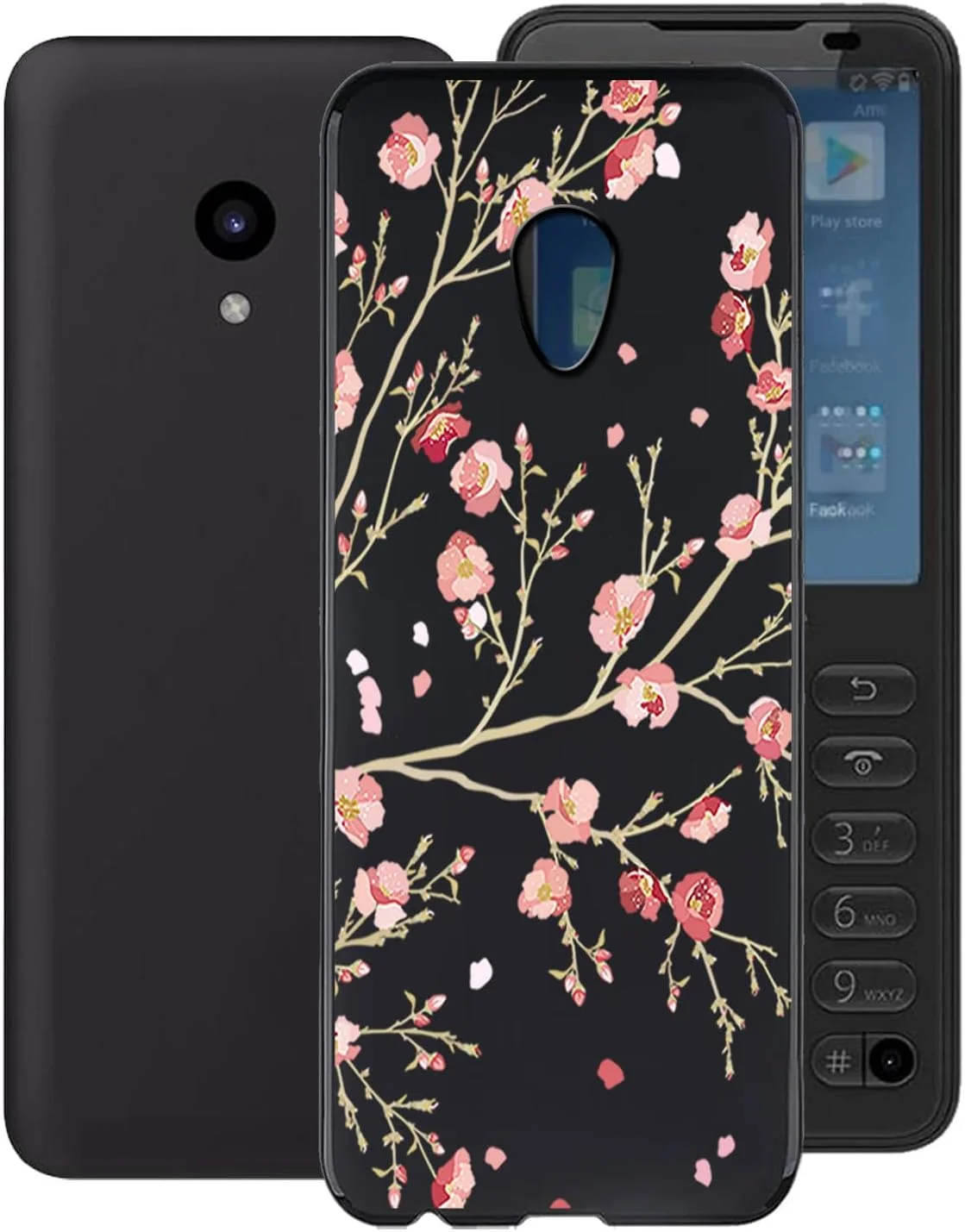 قاب محافظ مشکی ضد ضربه برای گوشی شیائومی Qin F21 Pro/Plus، پوشش محافظ 360 درجه ضد خش، باریک و سیلیکونی نرم - طرح گل