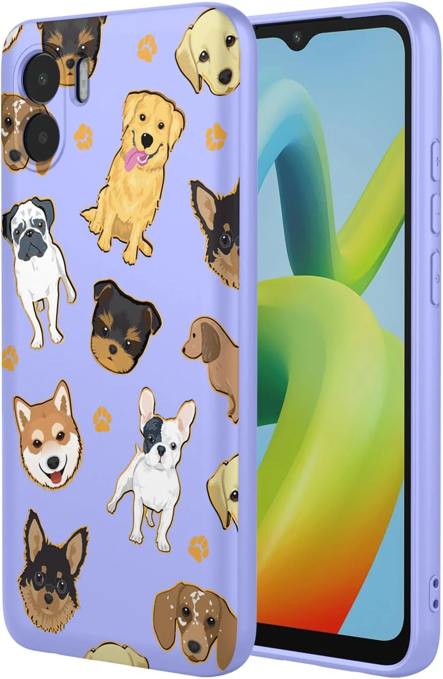 قاب گوشی برای ردمی A1، قاب گوشی ردمی A2، طرح سگ بامزه، محافظ باریک TPU نرم ضربه گیر، کاور گوشی برای شیائومی ردمی A1 سگ بنفش