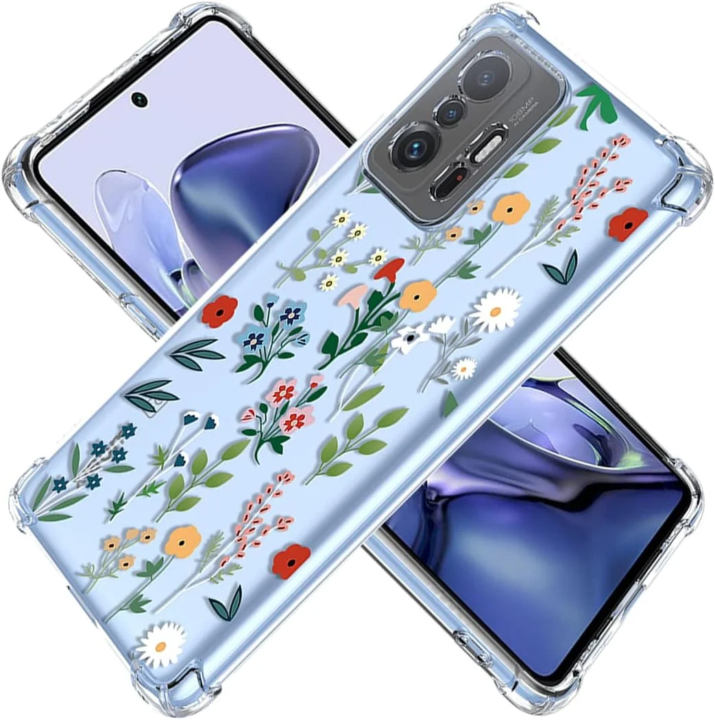 قاب گوشی برای شیائومی 11T/شیائومی 11T Pro مدل 21081111RG شفاف با طرح باغ گل، TPU نرم، ضد ضربه، باریک، محافظ پشت گوشی برای شیائومی Mi 11T 5G طرح گل بهاری