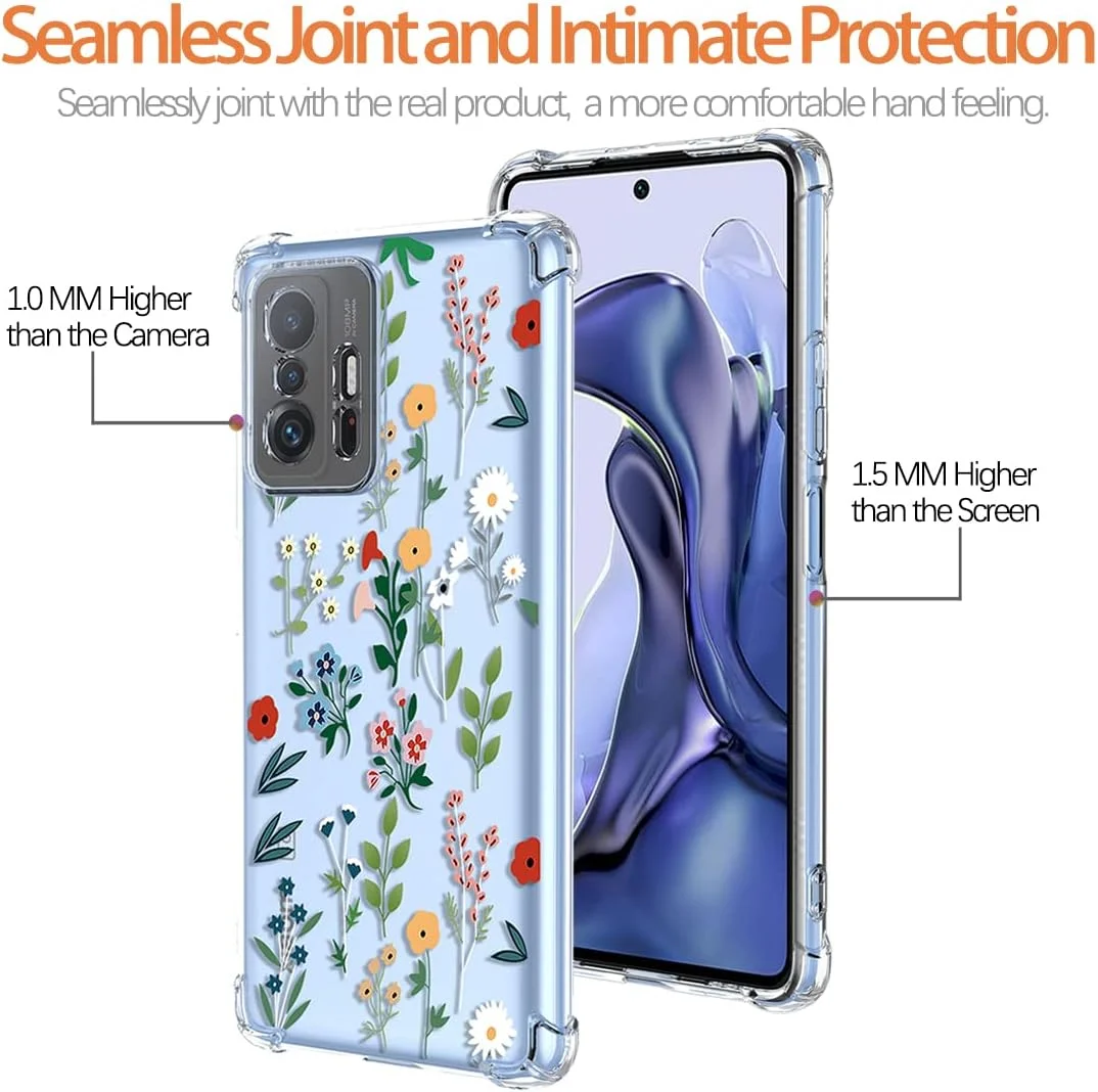 قاب گوشی برای شیائومی 11T/شیائومی 11T Pro مدل 21081111RG شفاف با طرح باغ گل، TPU نرم، ضد ضربه، باریک، محافظ پشت گوشی برای شیائومی Mi 11T 5G طرح گل بهاری