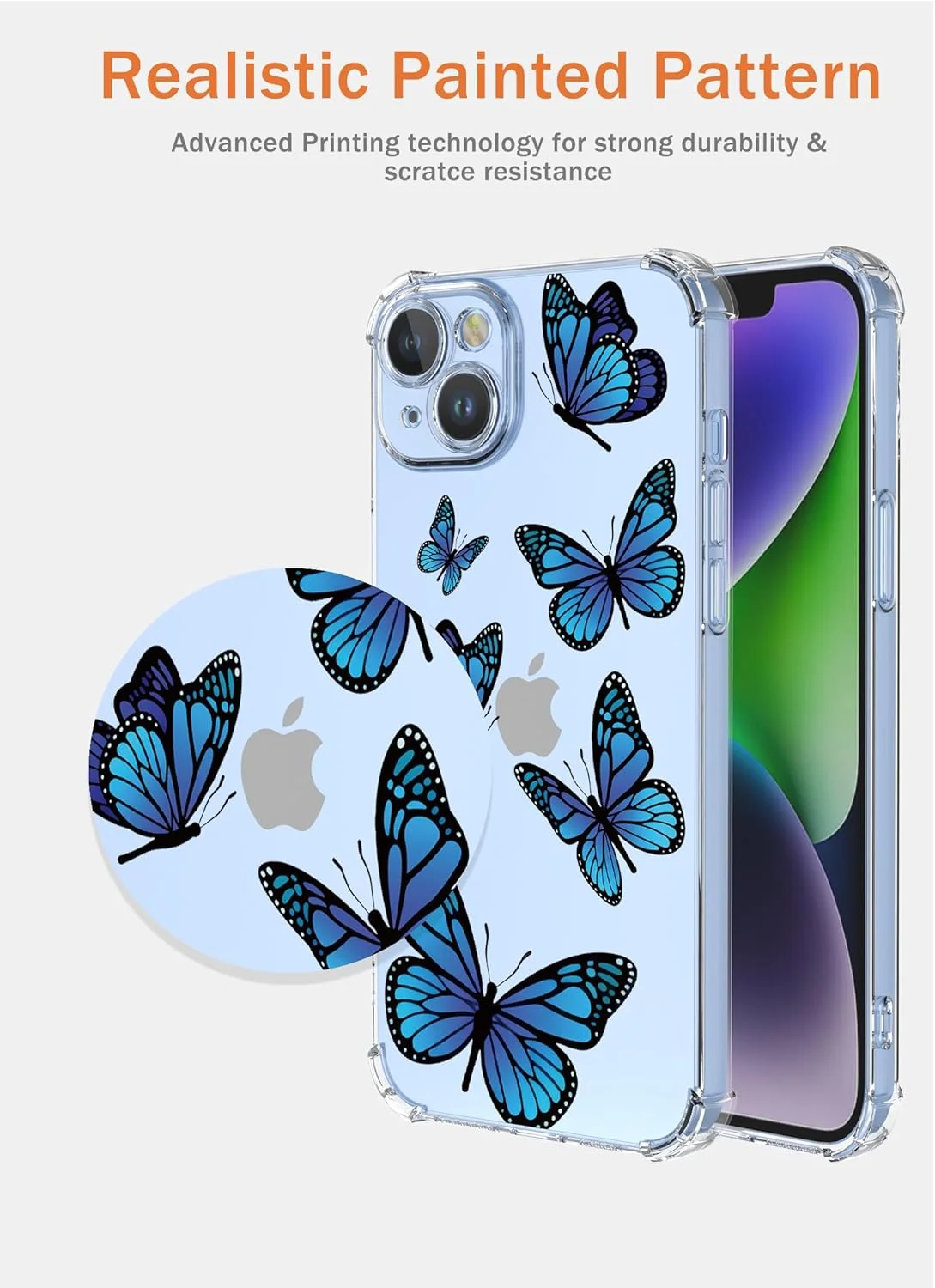 کاور طرح گل برای گوشی ردمی 9A، کاور باریک و شفاف TPU با طرح حیوانات، پروانه آبی، بامپر نرم محافظ برای گوشی شیائومی ردمی 9A طرح پروانه