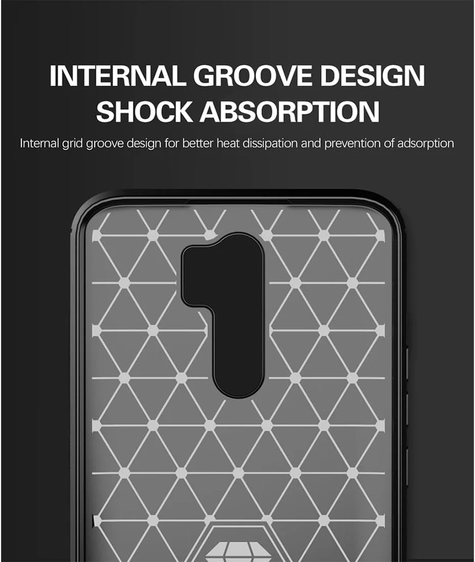 قاب محافظ گوشی ردمی 9، ردمی 9 پرایم، شیائومی پوکو M2، کاور محافظ باریک و نازک فیبر کربنی TPU ضد خش و ضد ضربه برای شیائومی ردمی 9 - مشکی