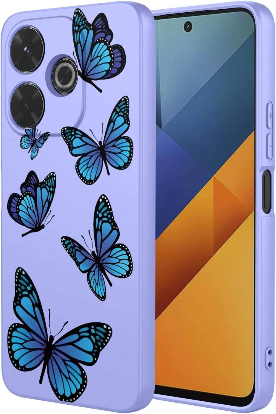 قاب گوشی برای شیائومی پوکو M6 4G، قاب ردمی 13، قاب محافظ ضربه گیر TPU نرم با طرح پروانه برای شیائومی ردمی 13 - پروانه بنفش