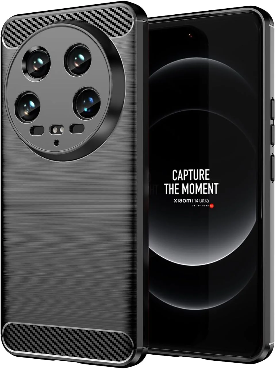 قاب محافظ گوشی شیائومی 14 اولترا، باریک، سبک، فیبر کربنی، TPU، ضد خش، ضد ضربه، مشکی