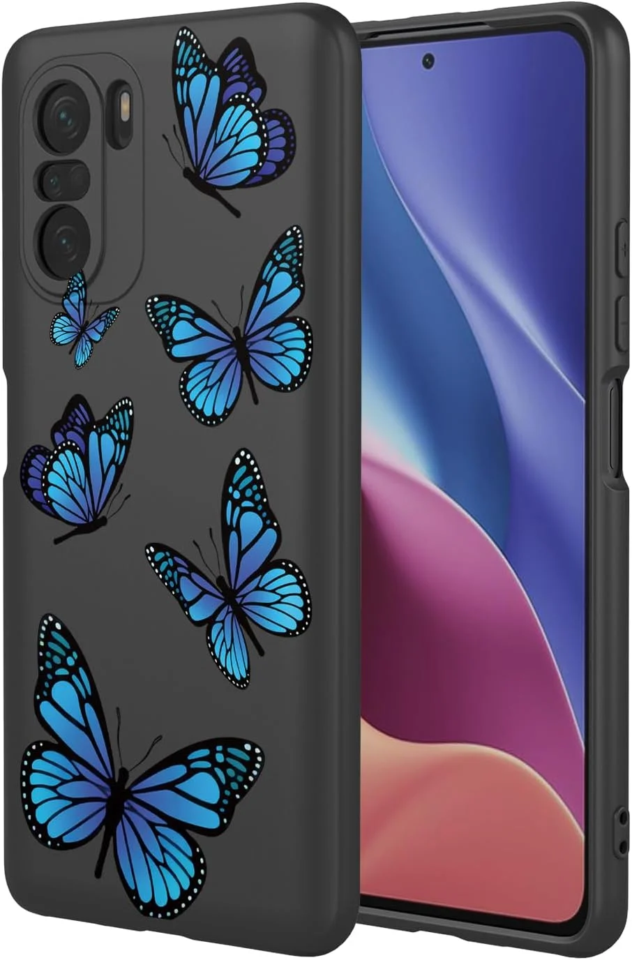 قاب محافظ گوشی شیائومی پوکو F3، شیائومی 11X Pro/Redmi K40 Pro+/K40 Pro/Redmi K40، ضد ضربه، بامپر انعطاف پذیر TPU نرم، طرح پروانه، مناسب برای شیائومی پوکو F3 5G - پروانه مشکی