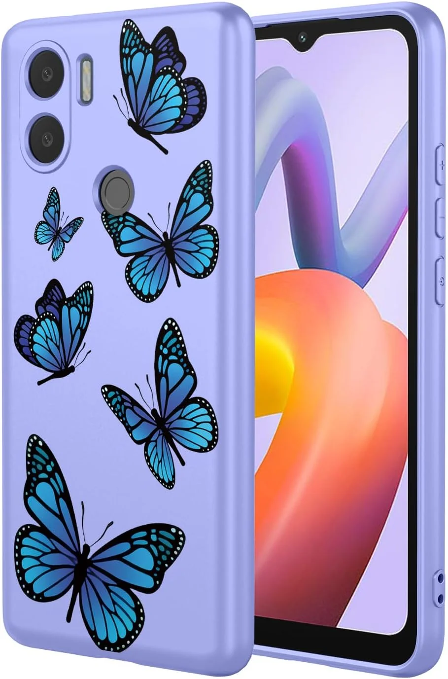 قاب گوشی برای ردمی A1 پلاس، ردمی A2 پلاس، شیائومی پوکو C50/پوکو C51، قاب نرم و انعطاف پذیر TPU با طرح پروانه، محافظ گوشی برای شیائومی ردمی A1 پلاس - پروانه بنفش