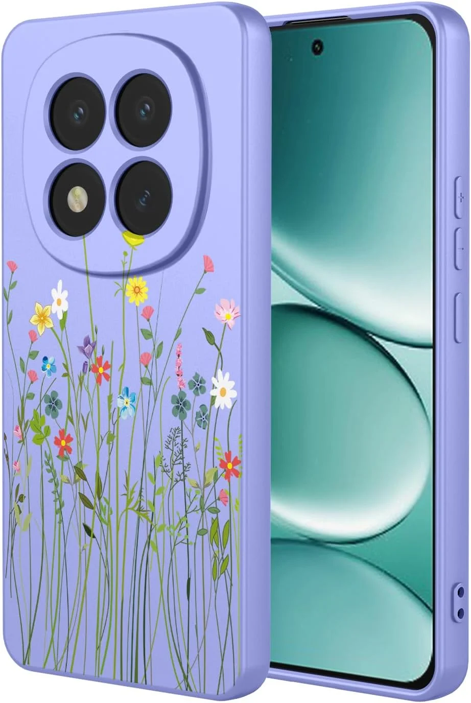 قاب گوشی برای ردمی نوت 15 پرو، کاور گوشی نرم و منعطف TPU با طرح گل برای شیائومی ردمی نوت 15 پرو 5G - گل بنفش