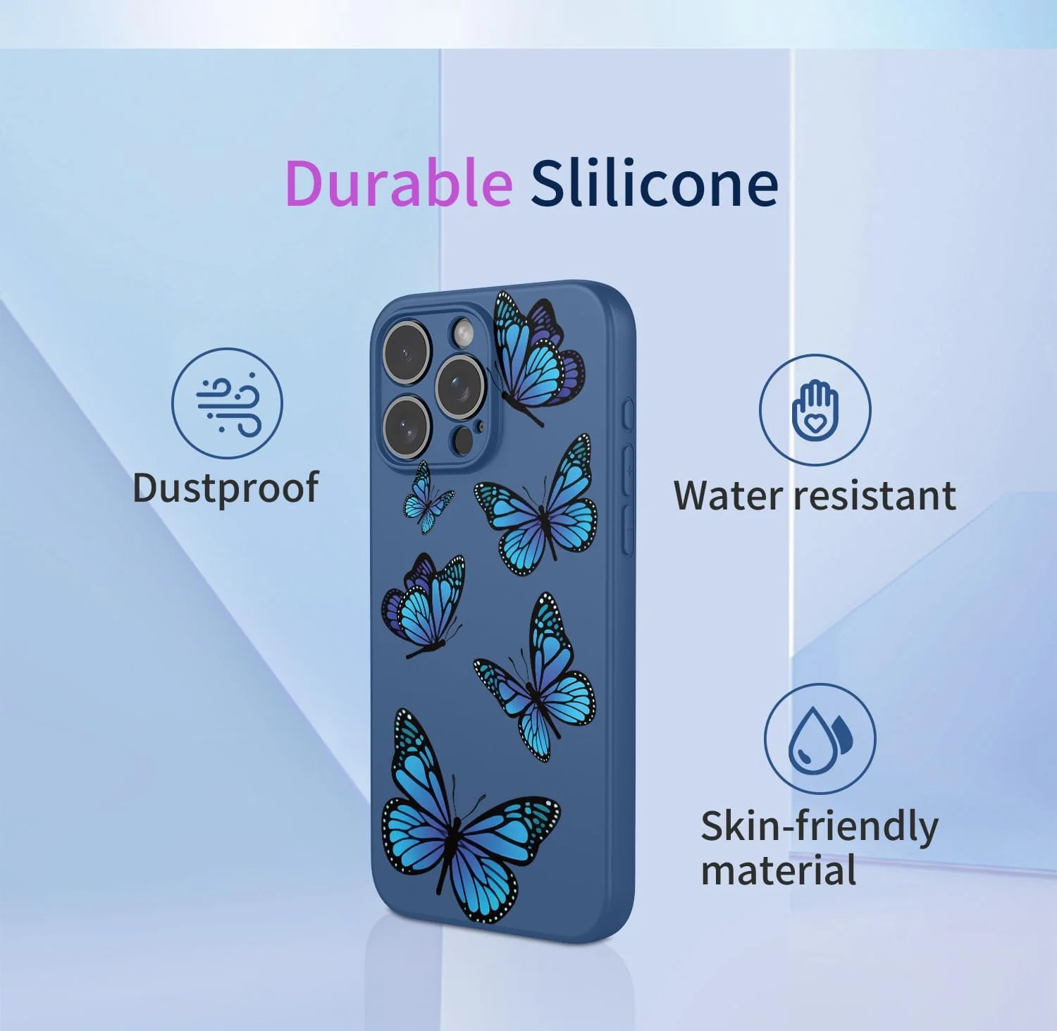 قاب گوشی برای ردمی نوت 14، قاب نرم و منعطف TPU با طرح پروانه، محافظ گوشی شیائومی ردمی نوت 14 - پروانه آبی