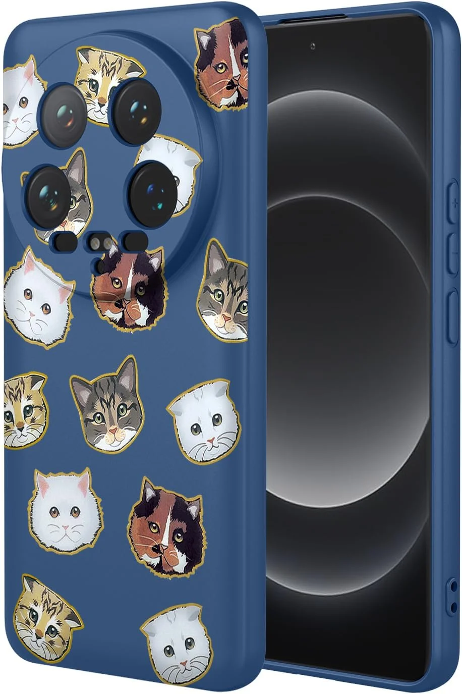قاب گوشی برای شیائومی 14 اولترا، مدل 24031PN0DC، 24030PN60G، قاب ضد ضربه TPU نرم و انعطاف پذیر با طرح گربه، کاور گوشی شیائومی 14 اولترا، گربه آبی