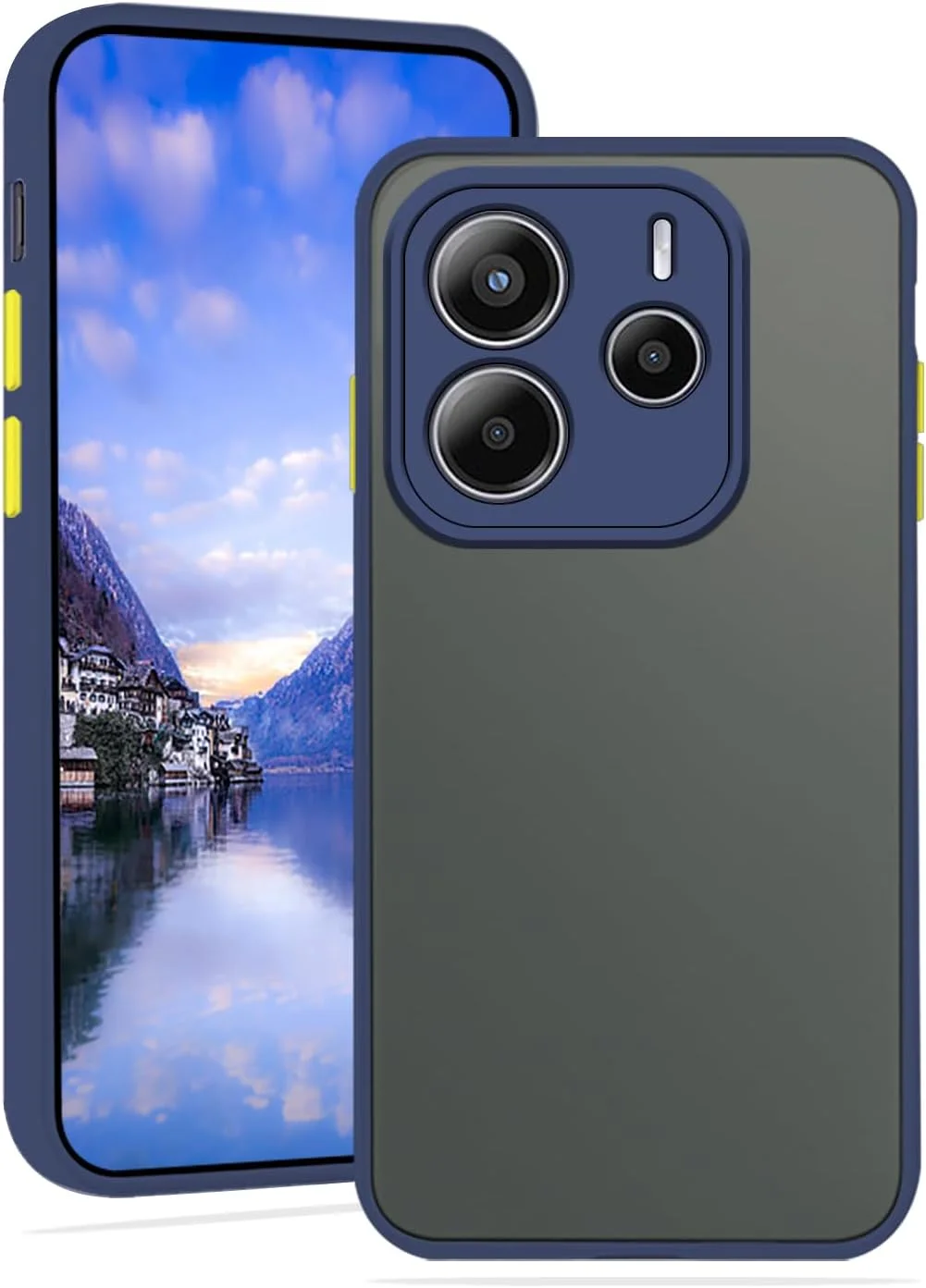 قاب محافظ گوشی شیائومی ردمی نوت 14 4G، محافظ باریک، نیمه شفاف، مات، محافظت کامل از بدنه، ضد ضربه (آبی)