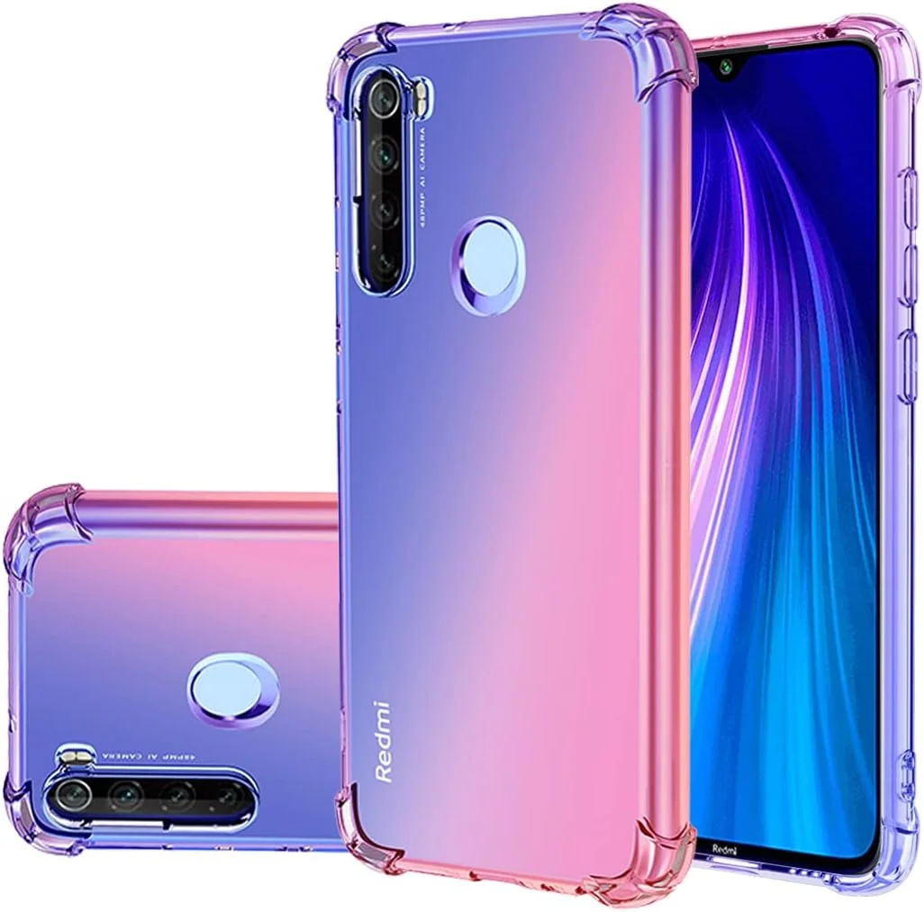 قاب محافظ گوشی شیائومی ردمی نوت 8 (2019/2021) M1908C3JH M1908C3JGG، قاب زیبا برای دختران و بانوان، باریک، ضد خش، جنس TPU نرم، ضد ضربه، محافظ گوشی شیائومی ردمی نوت 8 2019 (آبی/صورتی)