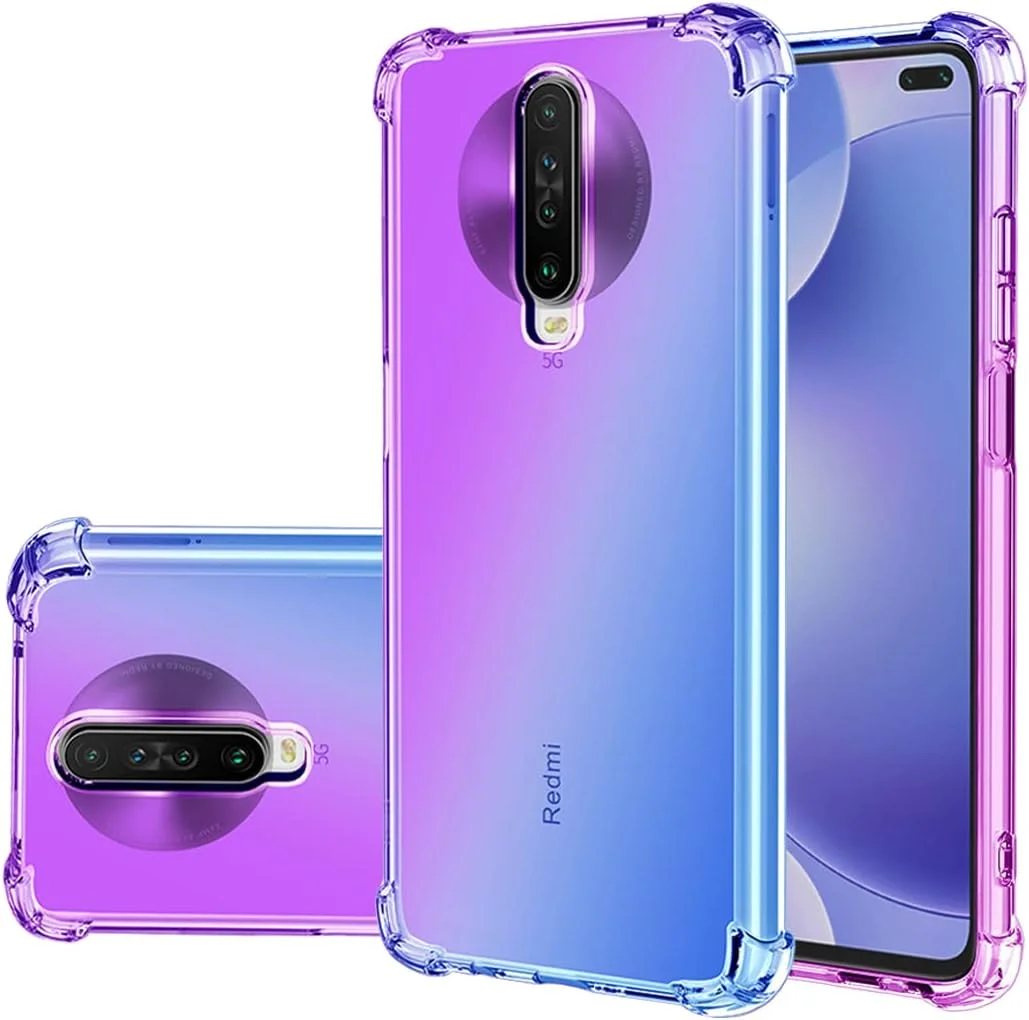 کاور محافظ گوشی شیائومی ردمی K30 / ردمی K30i 5G / پوکو X2 M1912G7BC، طراحی زیبا دخترانه، باریک، ضد خش، جنس TPU نرم، ضد ضربه (بنفش/آبی)