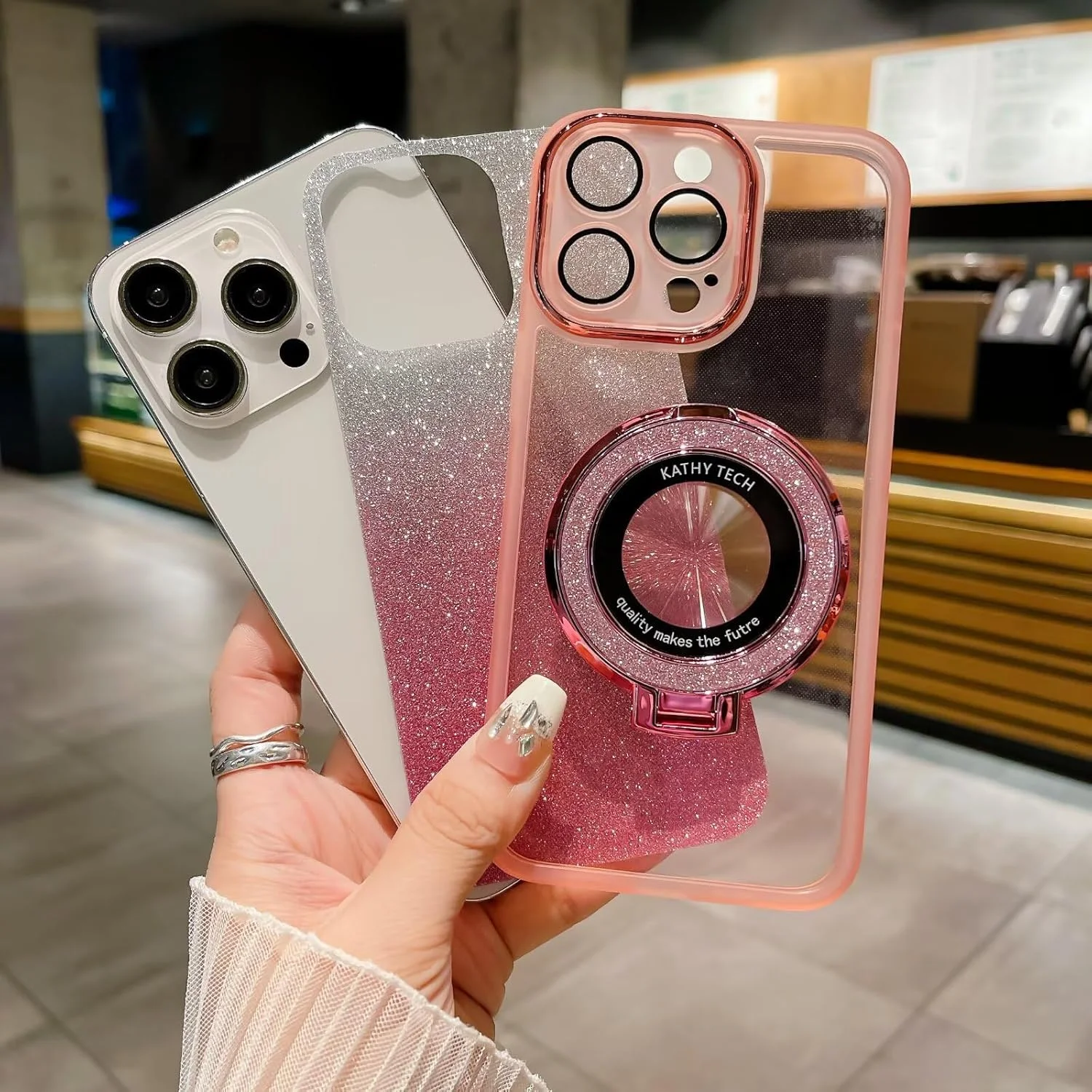 کاور اکلیلی مغناطیسی برای شیائومی ردمی نوت 14 5G، روکش لوکس براق و درخشان، کاور شفاف گوشی با استند برای بانوان و دختران، محافظ لنز دوربین، رنگ بنفش