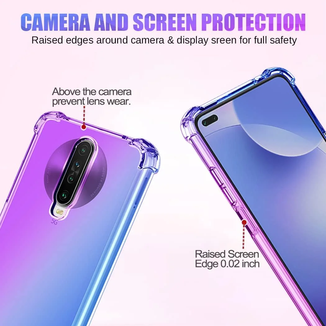 کاور محافظ گوشی شیائومی ردمی K30 / ردمی K30i 5G / پوکو X2 M1912G7BC، طراحی زیبا دخترانه، باریک، ضد خش، جنس TPU نرم، ضد ضربه (بنفش/آبی)