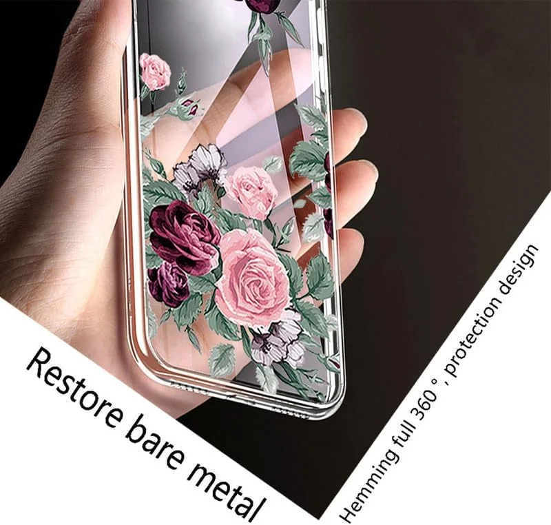 قاب گوشی برای شیائومی Qin F21 Pro Plus (2.8 اینچ) به همراه محافظ صفحه نمایش شیشه ای حرارت دیده، فوق العاده نازک، شفاف، ضد ضربه و ضد خش، پوشش سیلیکونی نرم برای شیائومی Qin F21 Pro Plus - گل رز قرمز