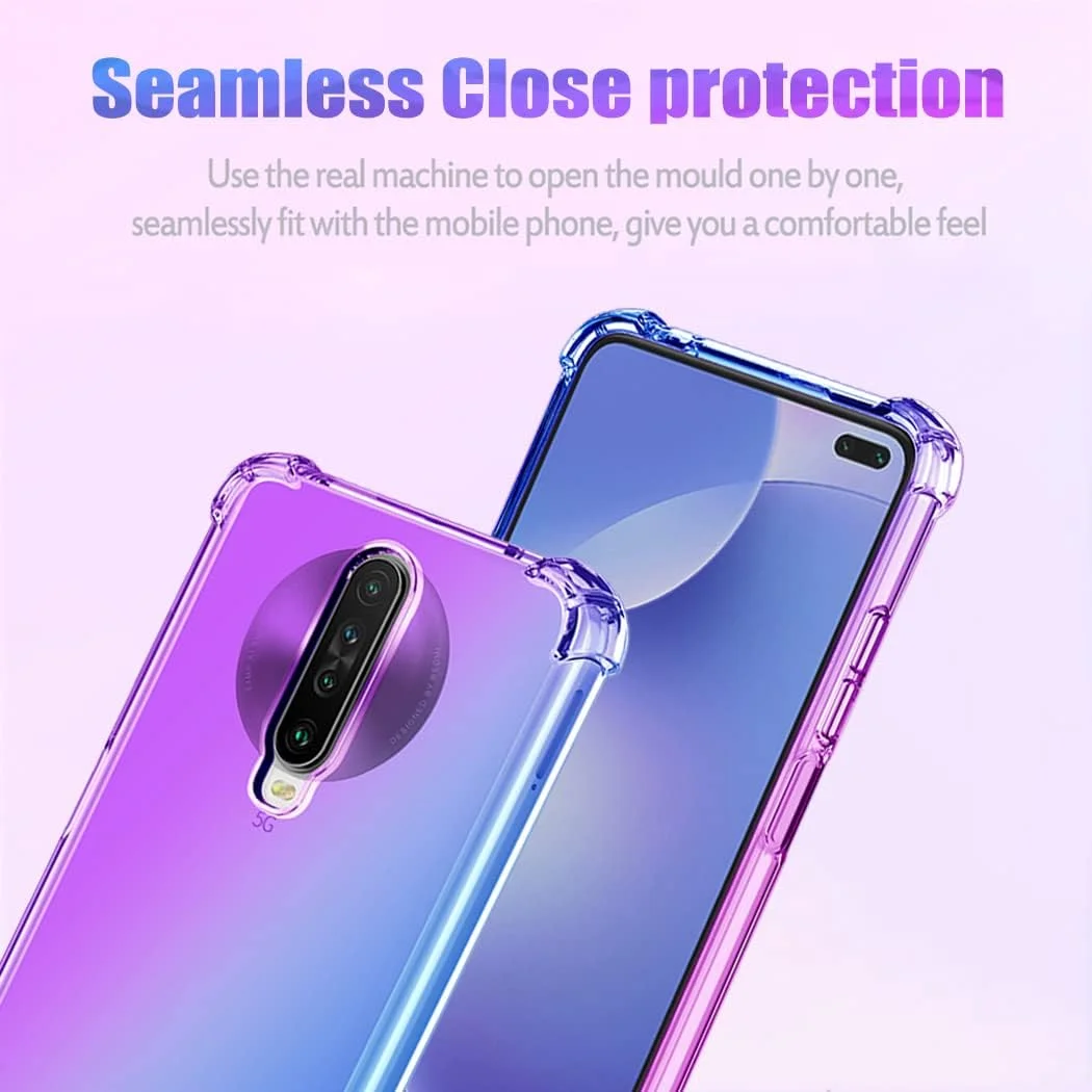 کاور محافظ گوشی شیائومی ردمی K30 / ردمی K30i 5G / پوکو X2 M1912G7BC، طراحی زیبا دخترانه، باریک، ضد خش، جنس TPU نرم، ضد ضربه (بنفش/آبی)