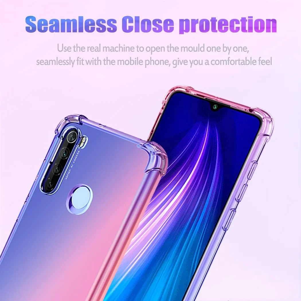 قاب محافظ گوشی شیائومی ردمی نوت 8 (2019/2021) M1908C3JH M1908C3JGG، قاب زیبا برای دختران و بانوان، باریک، ضد خش، جنس TPU نرم، ضد ضربه، محافظ گوشی شیائومی ردمی نوت 8 2019 (آبی/صورتی)