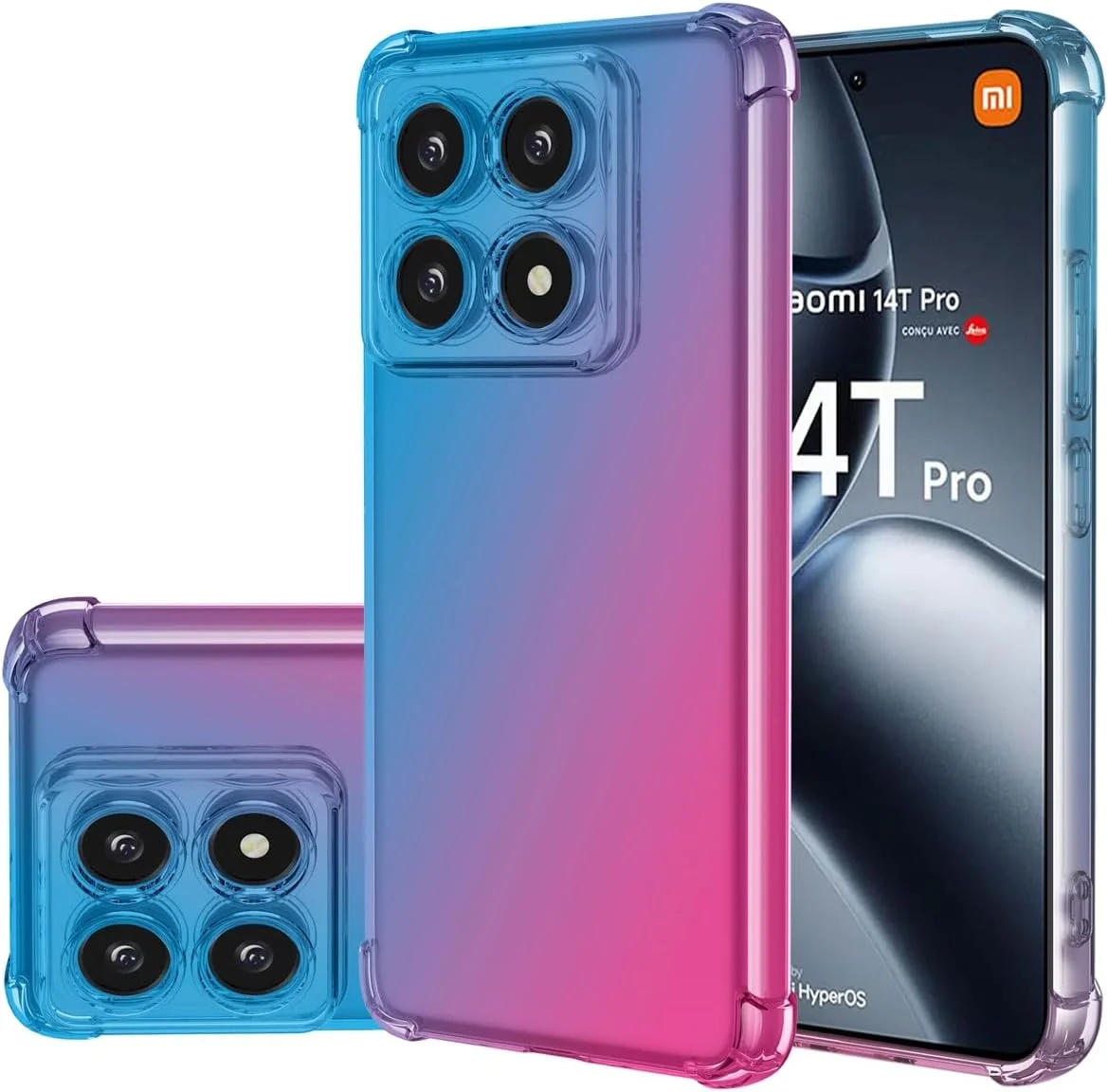 قاب محافظ گوشی شیائومی 14T Pro، طراحی زیبا برای دختران و بانوان، قاب باریک ضد خش TPU نرم، قاب محافظ ضد ضربه برای شیائومی 14T Pro 5G، آبی/صورتی قاب محافظ گوشی شیائومی 14T Pro، طراحی زیبا برای دختران و بانوان، قاب باریک ضد خش TPU نرم، قاب محافظ ضد ضربه برای شیائومی 14T Pro 5G، آبی/صورتی