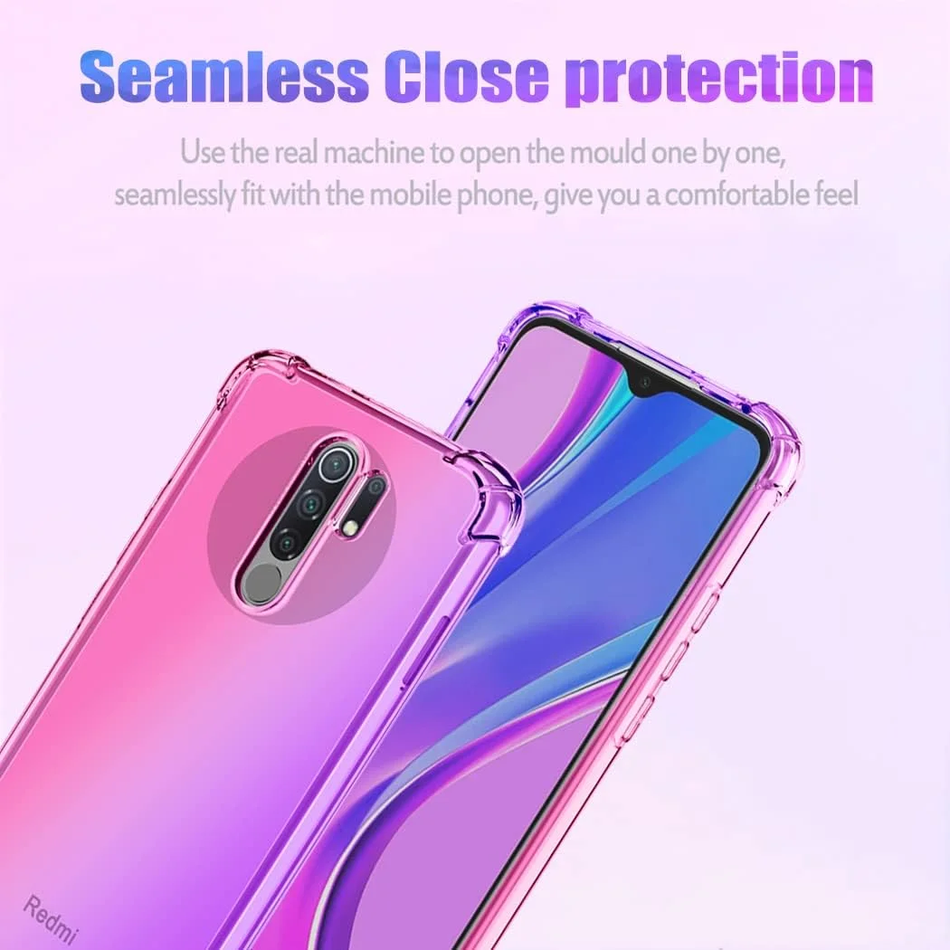 کاور محافظ گوشی شیائومی ردمی 9 / ردمی 9 پرایم / پوکو ام 2 مدل M2004J19PI، دخترانه و زیبا، باریک، ضد خش، ساخته شده از TPU نرم، ضد ضربه (صورتی/بنفش)