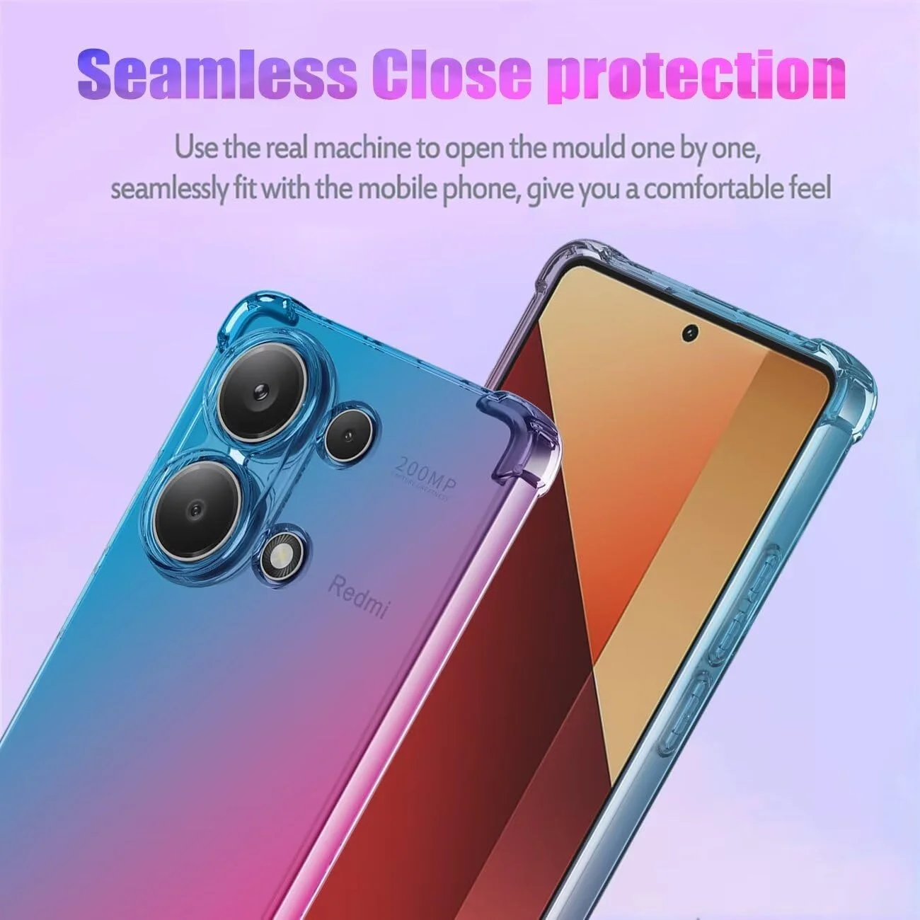 کاور محافظ گوشی شیائومی ردمی نوت 13 پرو 5G / پوکو X6 5G، طراحی گرادیانی باریک، ضد خش، جنس TPU نرم و مقاوم در برابر ضربه، آبی/صورتی