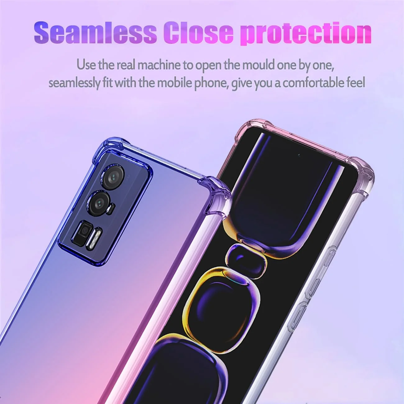 قاب محافظ گوشی ردمی K60، ردمی K60 پرو 5G/پوکو F5 پرو، قاب زیبا دخترانه زنانه، گرادیان باریک ضد خش، کاور گوشی TPU نرم ضد ضربه برای شیائومی ردمی K60 5G (آبی/صورتی)