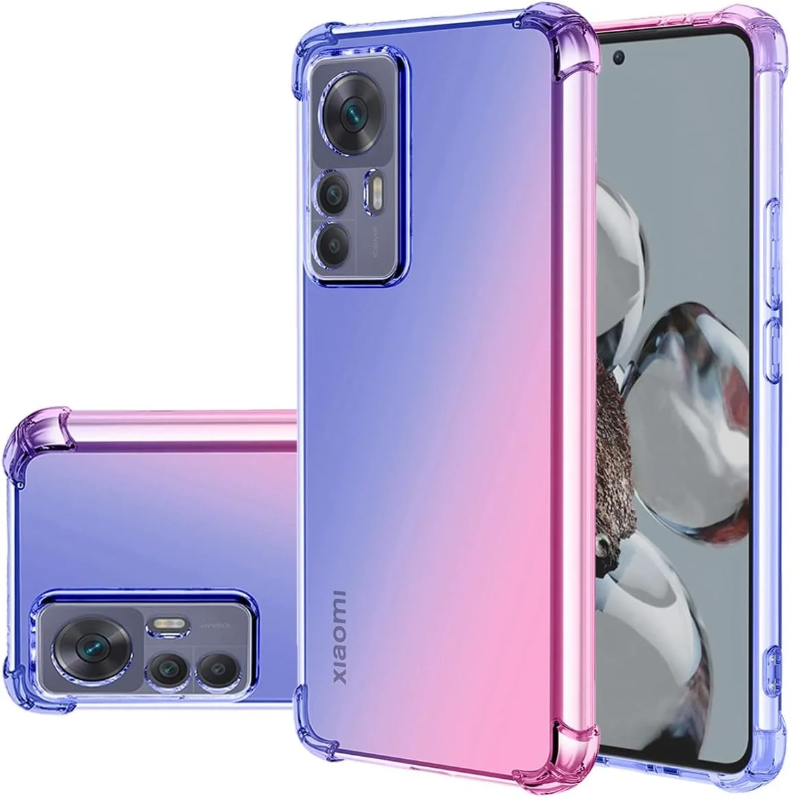 کاور محافظ گوشی شیائومی 12T Pro/Mi 12T/Redmi K50 Ultra، کاور باریک و ضد خش TPU نرم با طرح گرادیان و محافظت در برابر ضربه (آبی/صورتی)