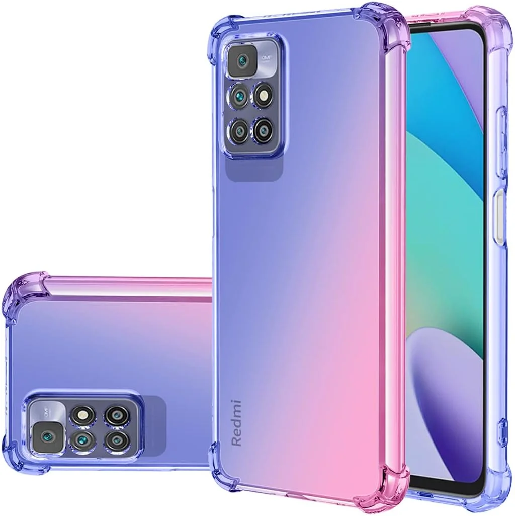 قاب محافظ گوشی شیائومی ردمی 10، قاب دخترانه و زنانه زیبا، باریک با محافظت در برابر خط و خش، کاور گوشی TPU نرم و مقاوم در برابر ضربه برای شیائومی ردمی 10 4G (2022) (آبی/صورتی)