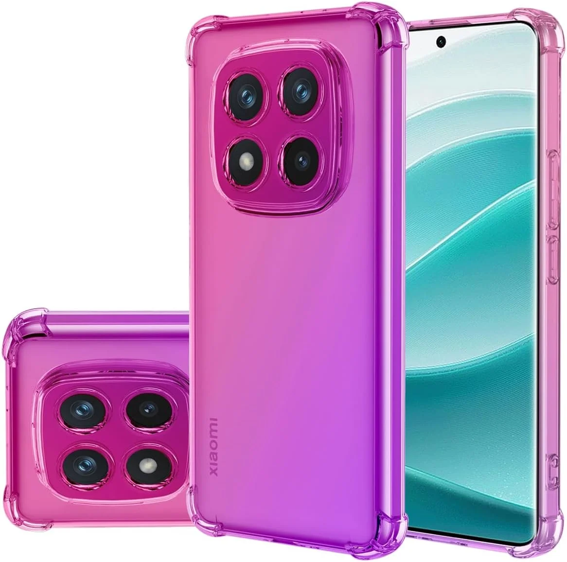 قاب محافظ گوشی شیائومی ردمی نوت 14 پرو 5G / پوکو X7 5G، قاب دخترانه و زنانه زیبا، پوشش محافظ TPU نرم و باریک ضد خش و مقاوم در برابر ضربه، گرادیان صورتی/بنفش