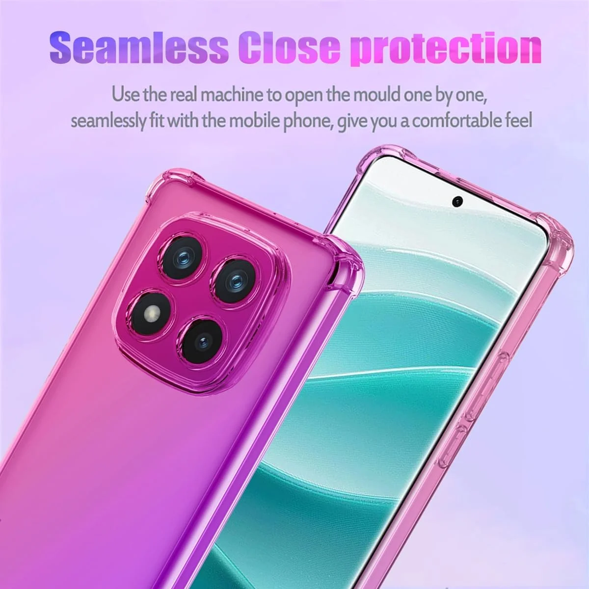 قاب محافظ گوشی شیائومی ردمی نوت 14 پرو 5G / پوکو X7 5G، قاب دخترانه و زنانه زیبا، پوشش محافظ TPU نرم و باریک ضد خش و مقاوم در برابر ضربه، گرادیان صورتی/بنفش