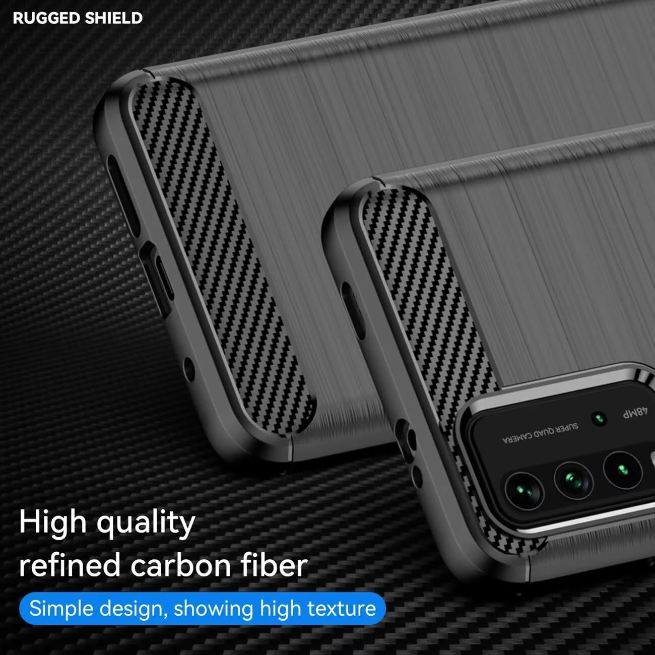 قاب محافظ گوشی شیائومی ردمی 9T / پوکو M3 / ردمی نوت 9 4G / ردمی 9 پاور، کاور نازک و سبک فیبر کربنی TPU، ضد خش و مقاوم در برابر ضربه - مشکی