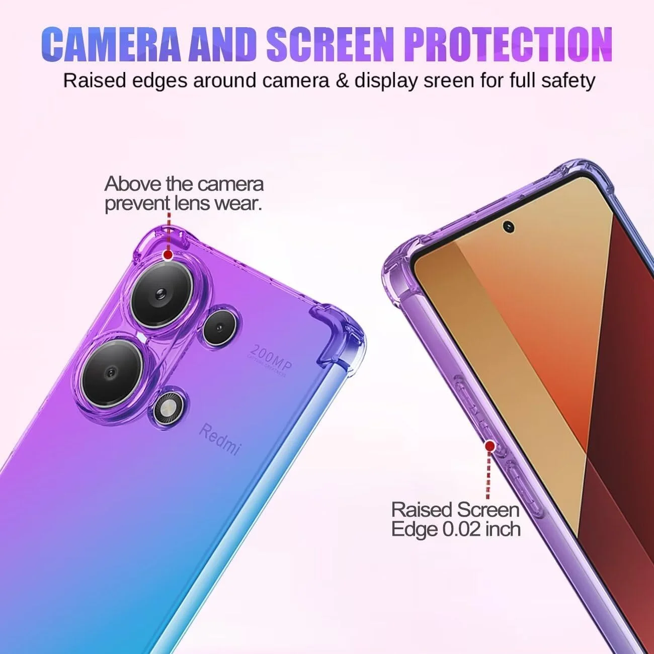 کاور محافظ گوشی شیائومی ردمی نوت 13 پرو 4G با طراحی گرادیانی، باریک، ضد خش و ضربه گیر - TPU نرم - بنفش/آبی