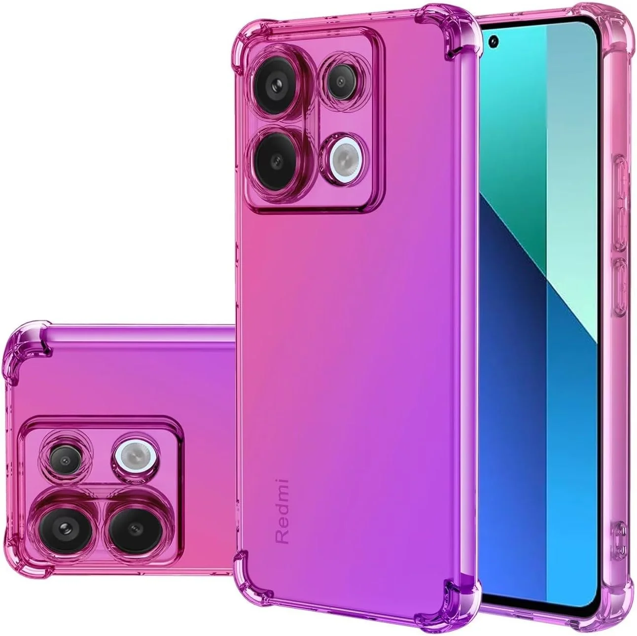 قاب محافظ گوشی شیائومی ردمی نوت 13 4G مدل 23129RAA4G، قاب زیبا دخترانه زنانه، گرادیانی باریک ضد خش، کاور گوشی TPU نرم ضد ضربه برای شیائومی ردمی نوت 13 4G صورتی/بنفش