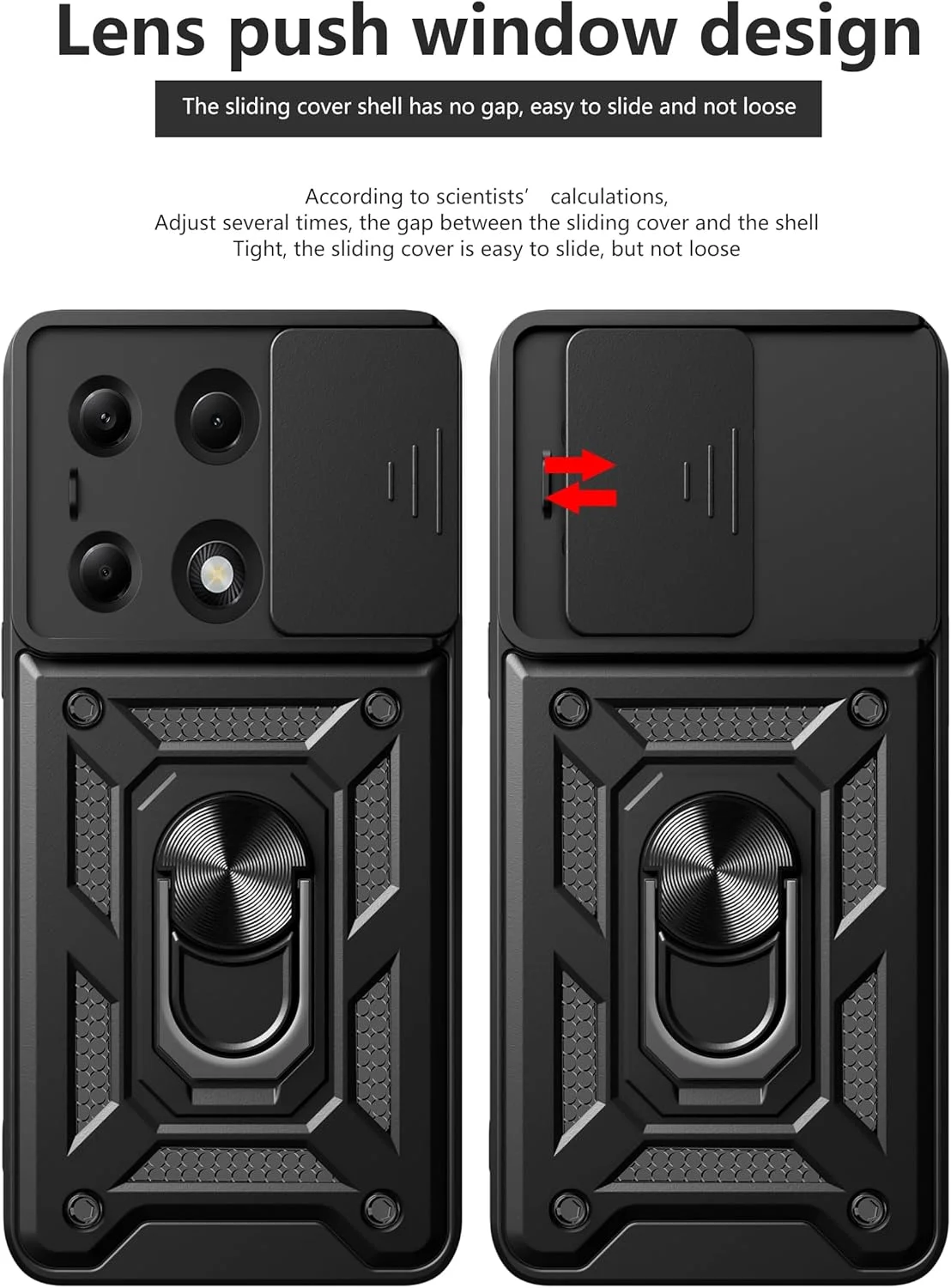 کاور محافظ گوشی شیائومی ردمی نوت 13 پرو 4G، سازگار با کاور گوشی شیائومی پوکو M6 پرو 4G [محافظ صفحه نمایش] [PC سخت + سیلیکون نرم] [دارای حلقه محافظ] - صورتی