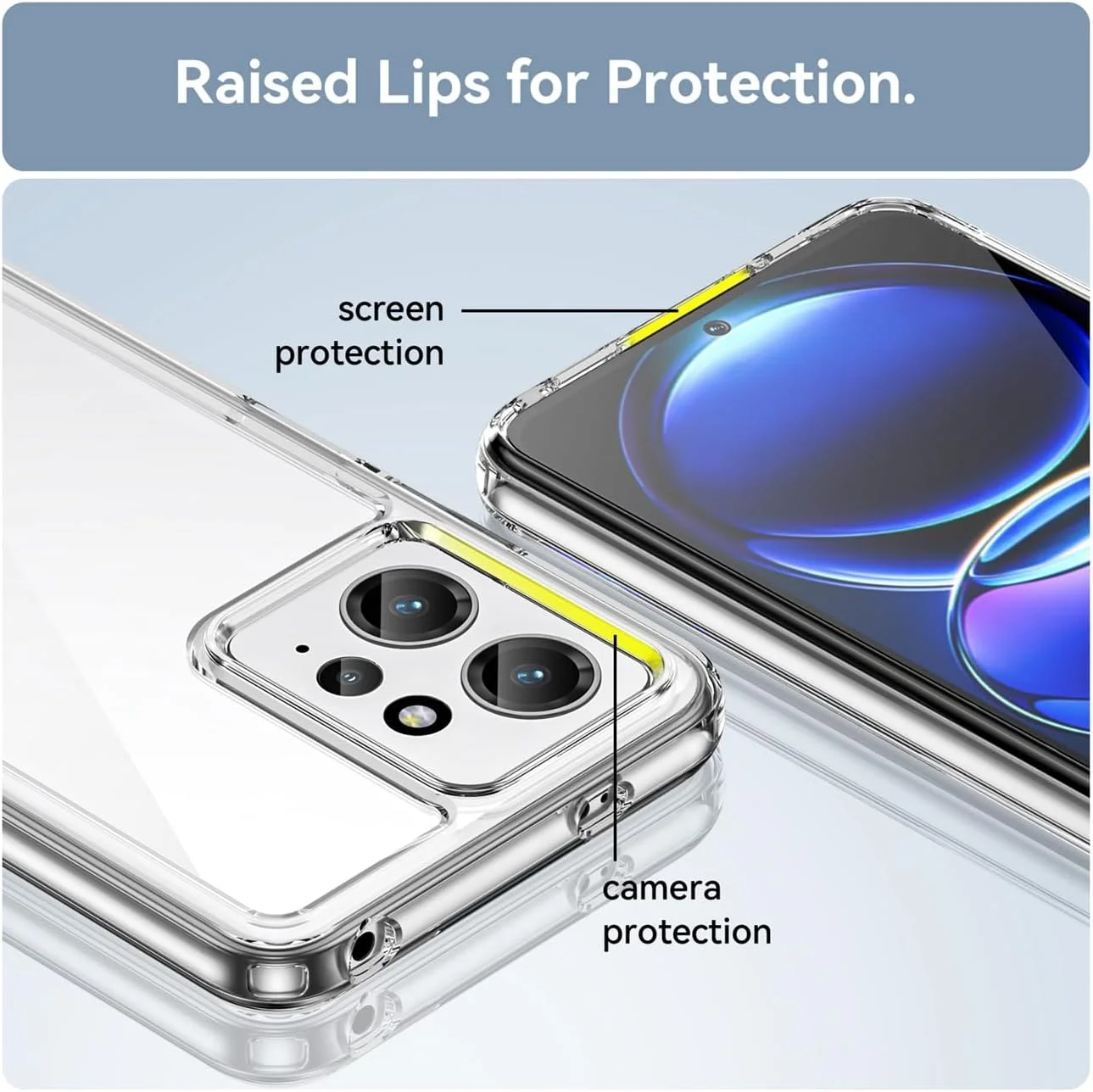 کاور شفاف برای گوشی ردمی نوت 12 4G مدل 23021RAAEG به همراه محافظ صفحه نمایش، ضد خش، ضد ضربه، ساخته شده از PC سخت شفاف و بامپر TPU محافظ برای گوشی شیائومی ردمی نوت 12 4G