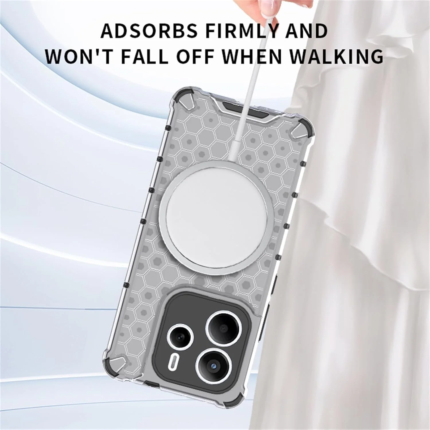 قاب مغناطیسی شفاف برای گوشی شیائومی ردمی نوت 14 5G، کاور محافظ باریک دولایه ضد ضربه با طرح لانه زنبوری مناسب گوشی ردمی نوت 14 5G - رنگ مشکی قاب مغناطیسی شفاف برای گوشی شیائومی ردمی نوت 14 5G، کاور محافظ باریک دولایه ضد ضربه با طرح لانه زنبوری مناسب گوشی ردمی نوت 14 5G - رنگ مشکی