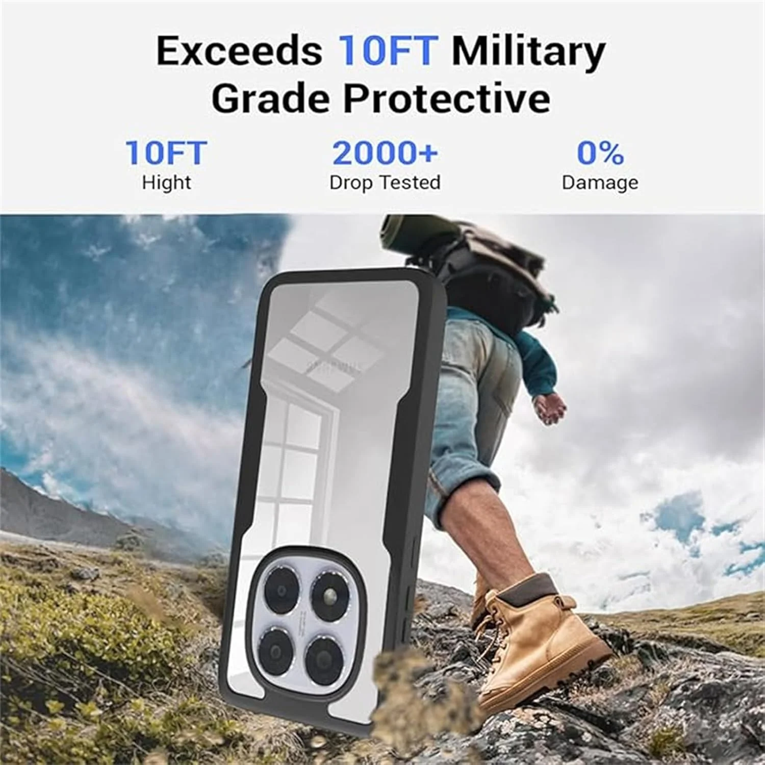 قاب محافظ شفاف و ضد ضربه با محافظ صفحه نمایش داخلی برای گوشی شیائومی ردمی نوت 14 پرو 5G/ ردمی نوت 14 پرو پلاس - مشکی QB